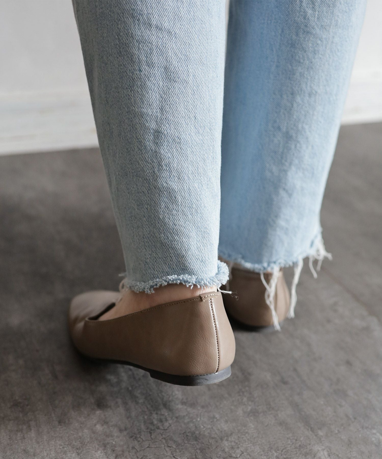 スクエアトゥフラットシューズVカットバブーシュパンプス