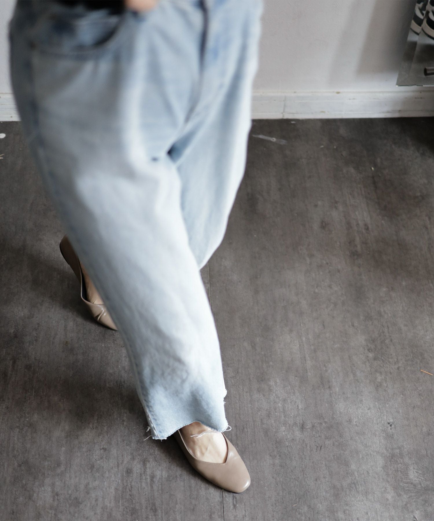 スクエアトゥフラットシューズVカットバブーシュパンプス