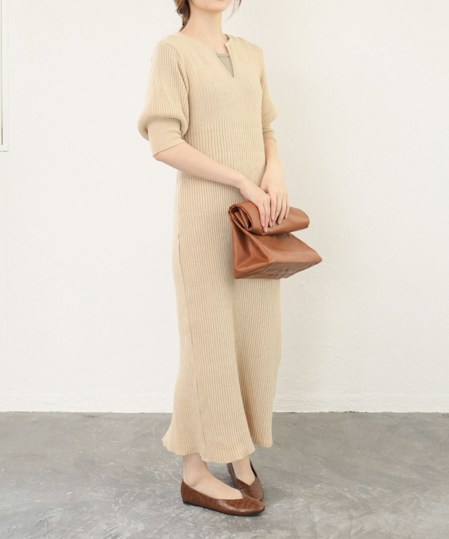 スクエアトゥフラットシューズVカットバブーシュパンプス