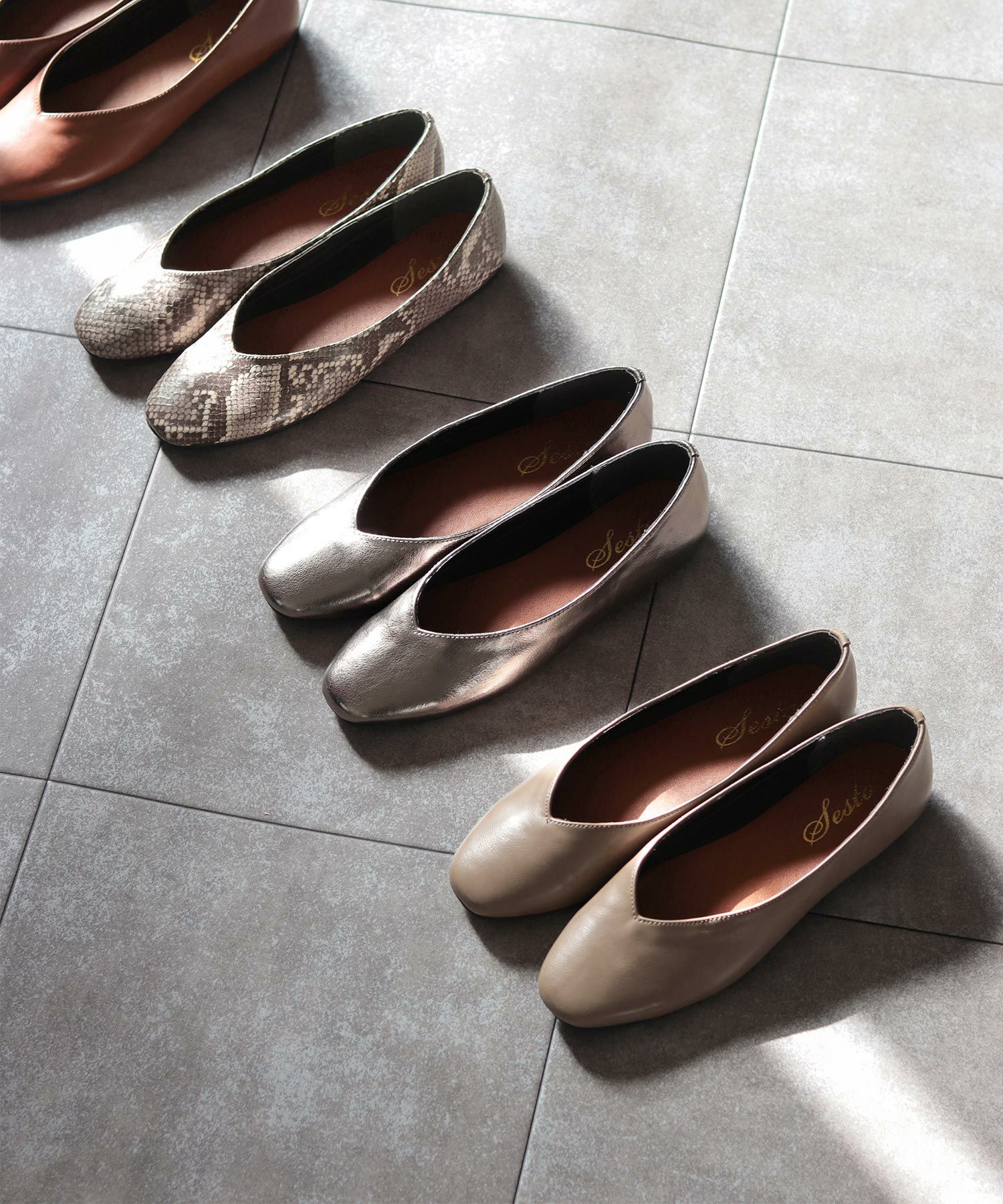 スクエアトゥフラットシューズVカットバブーシュパンプス