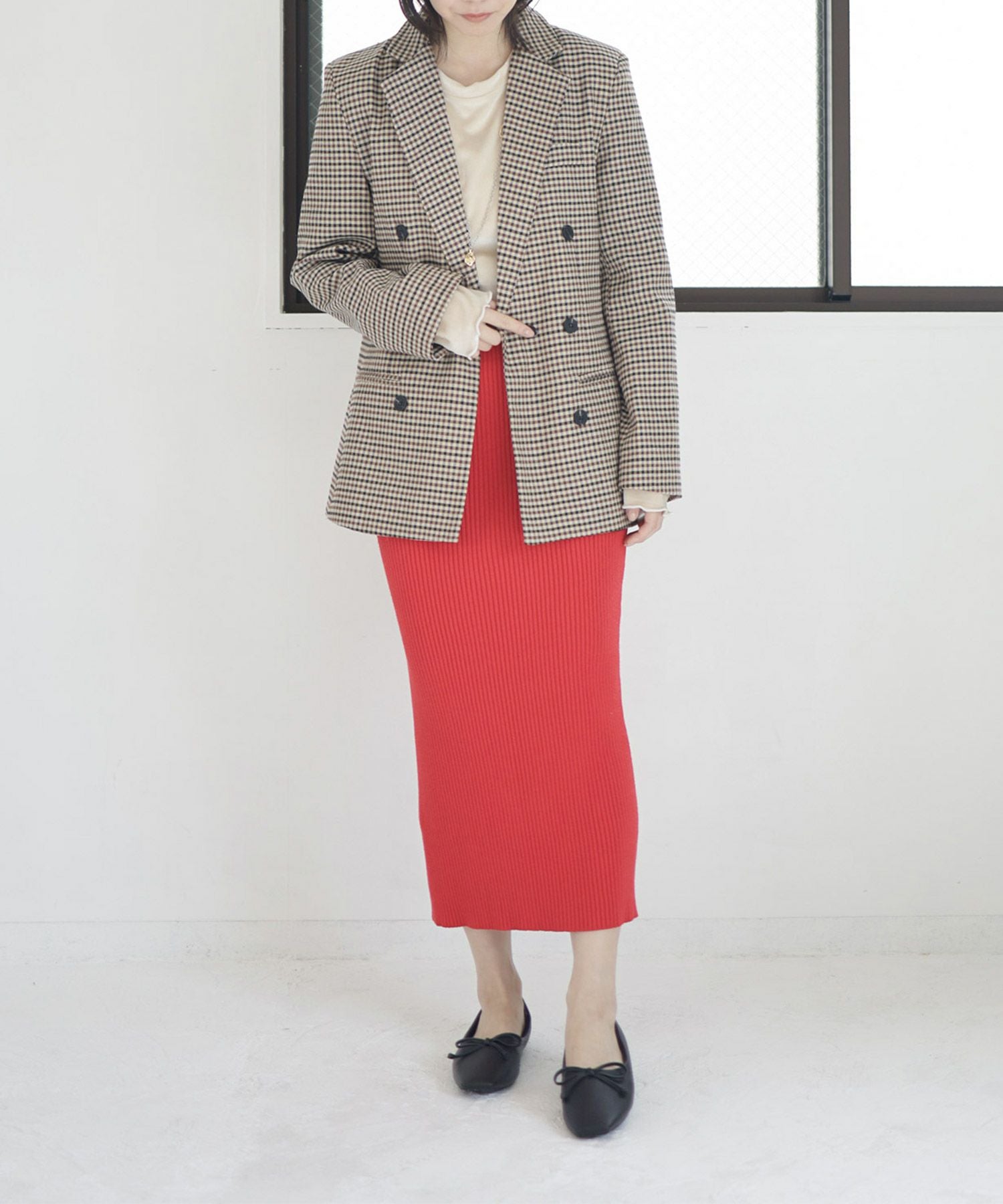 やわらかスムース素材のスクエアトゥ甲深バレエシューズ 一部4月上旬入荷予定