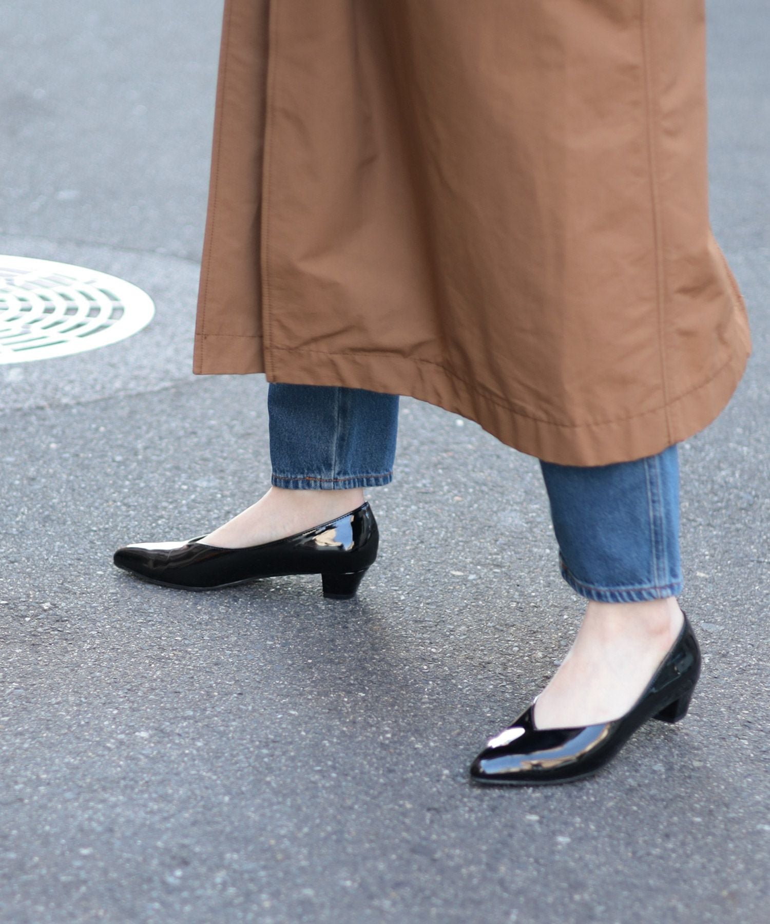 生活防水!晴雨兼用Vカットローヒールポインテッドトゥパンプス/レインシューズ/レインパンプス 一部3月下旬入荷予定