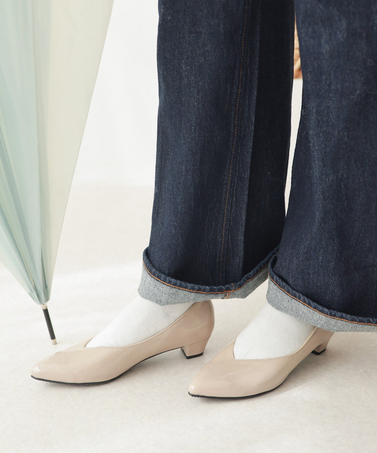 生活防水！晴雨兼用Vカットローヒールポインテッドトゥパンプス/レインシューズ/レインパンプス 一部5月下旬入荷予定