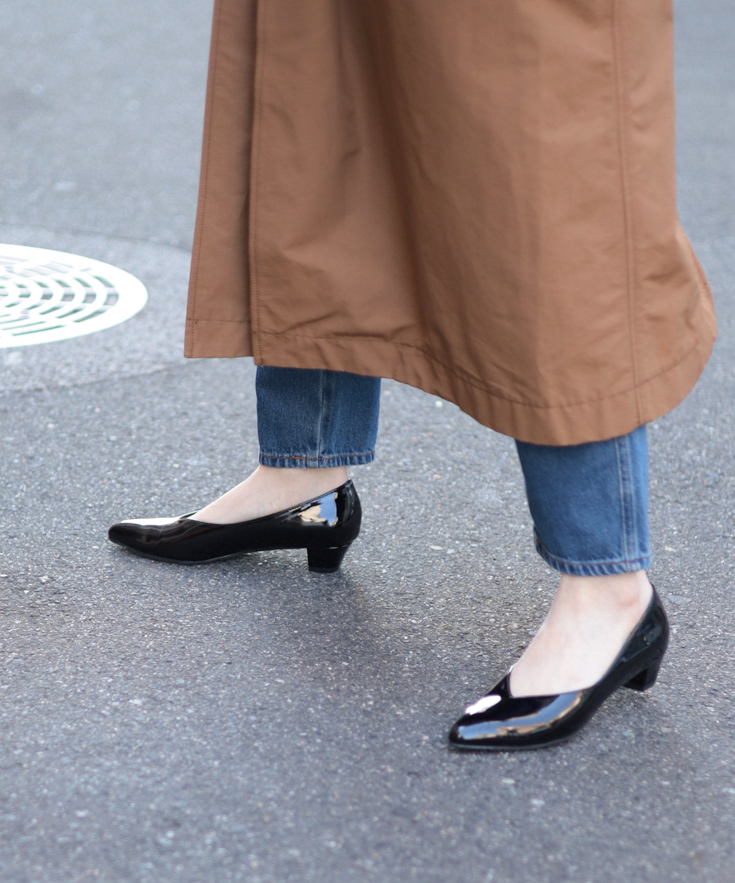 生活防水！晴雨兼用Vカットローヒールポインテッドトゥパンプス/レインシューズ/レインパンプス 一部5月下旬入荷予定