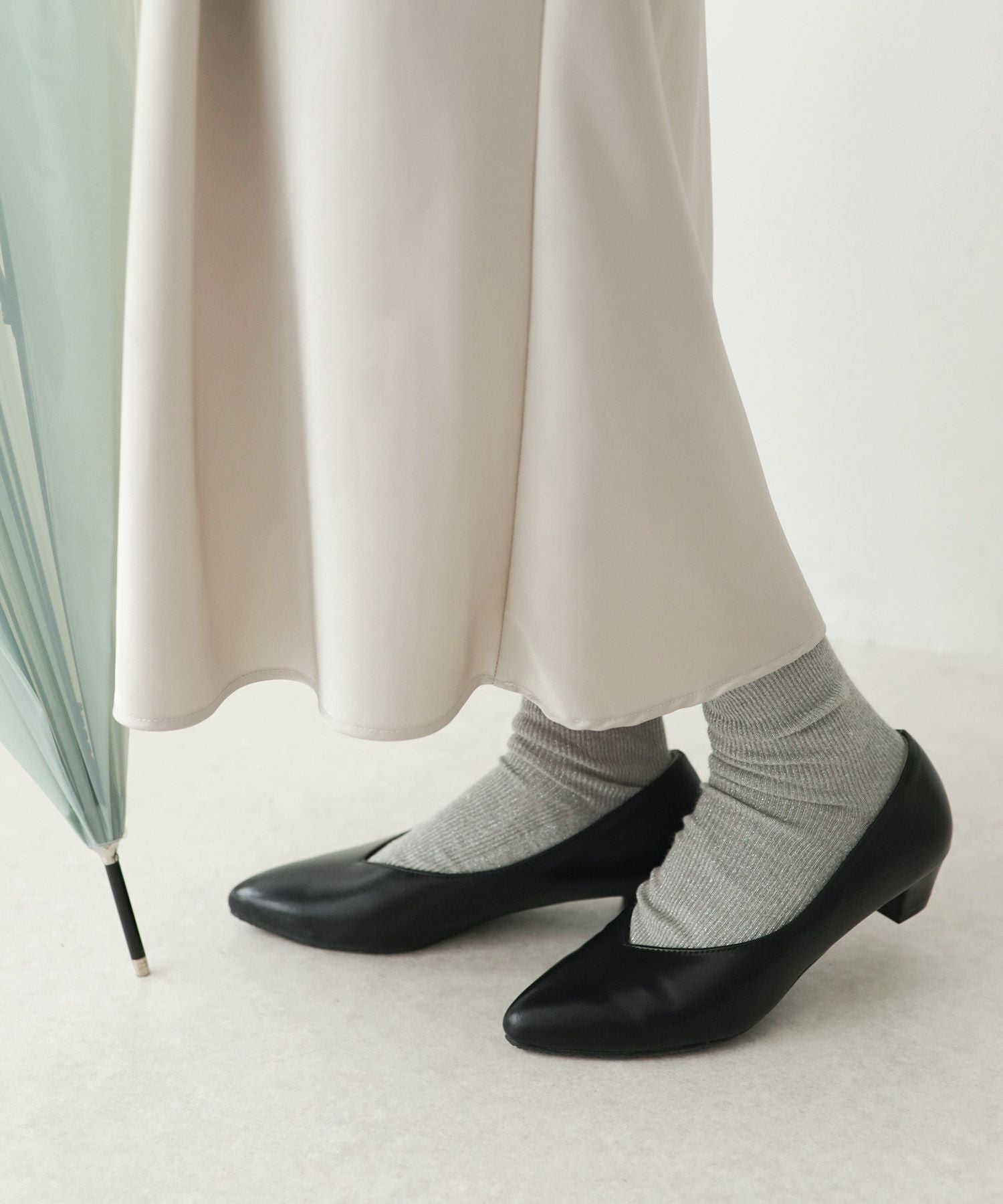 生活防水!晴雨兼用Vカットローヒールポインテッドトゥパンプス/レインシューズ/レインパンプス 一部3月下旬入荷予定