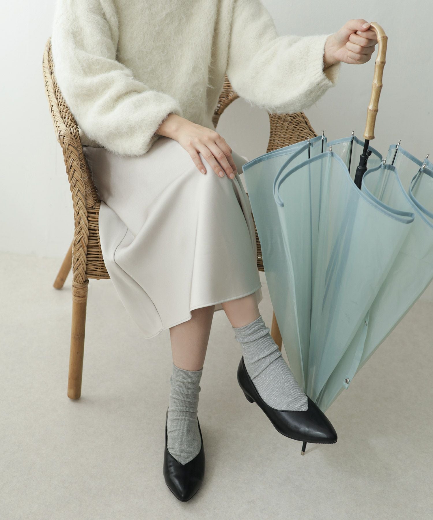 生活防水！晴雨兼用Vカットローヒールポインテッドトゥパンプス/レインシューズ/レインパンプス 一部3月下旬入荷予定