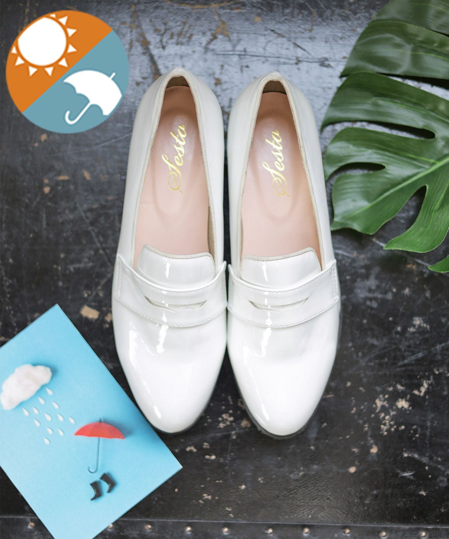 生活防水！晴雨兼用コインローファーパンプス/レインシューズ/レインパンプス 一部4月中旬入荷予定