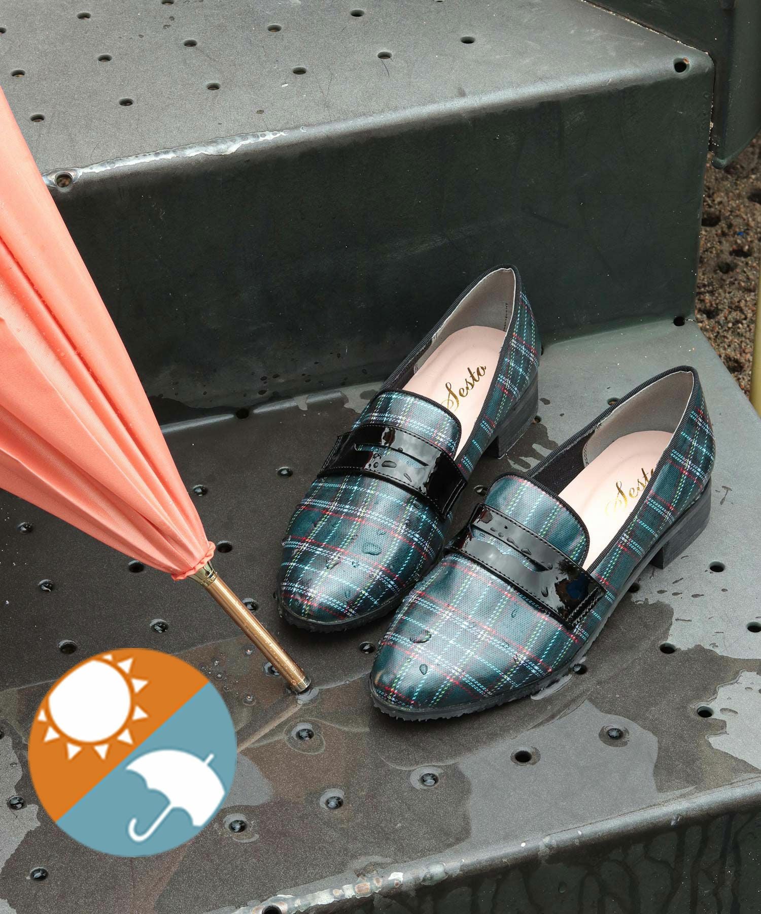 生活防水!晴雨兼用コインローファーパンプス/レインシューズ/レインパンプス 一部4月中旬入荷予定