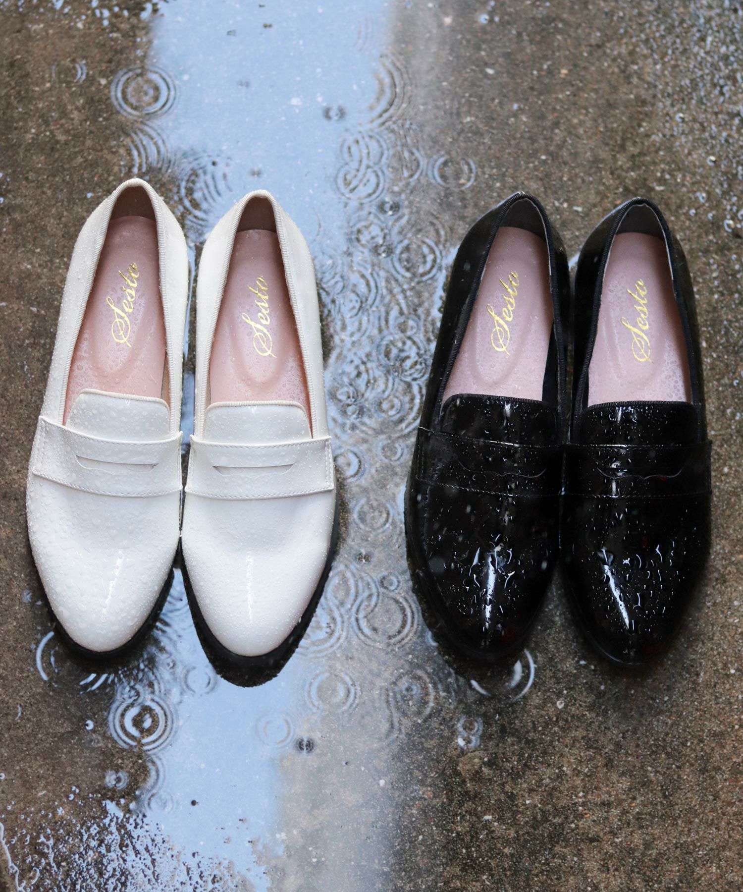 生活防水!晴雨兼用コインローファーパンプス/レインシューズ/レインパンプス 一部4月中旬入荷予定