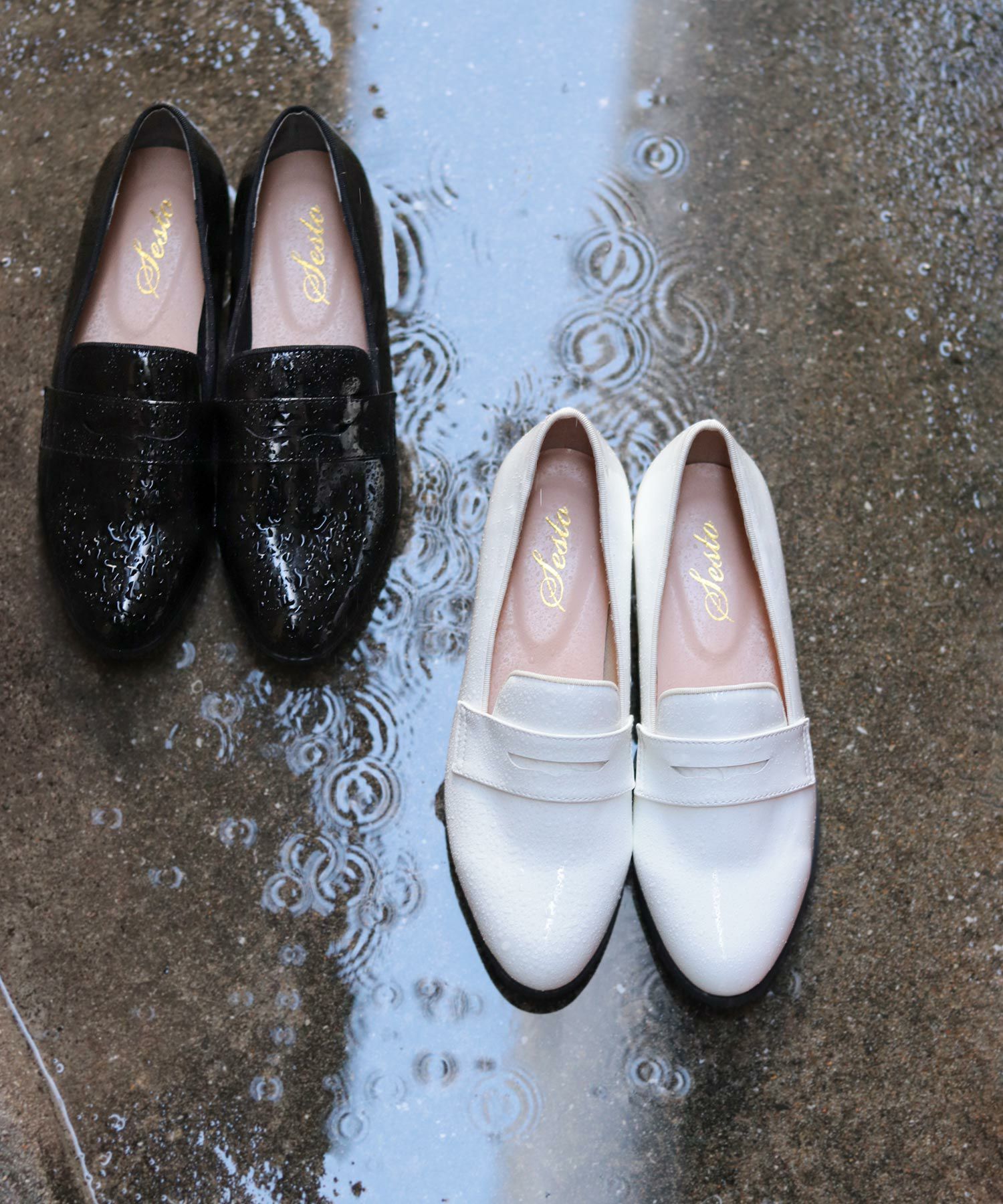 生活防水！晴雨兼用コインローファーパンプス/レインシューズ/レインパンプス 一部4月中旬入荷予定