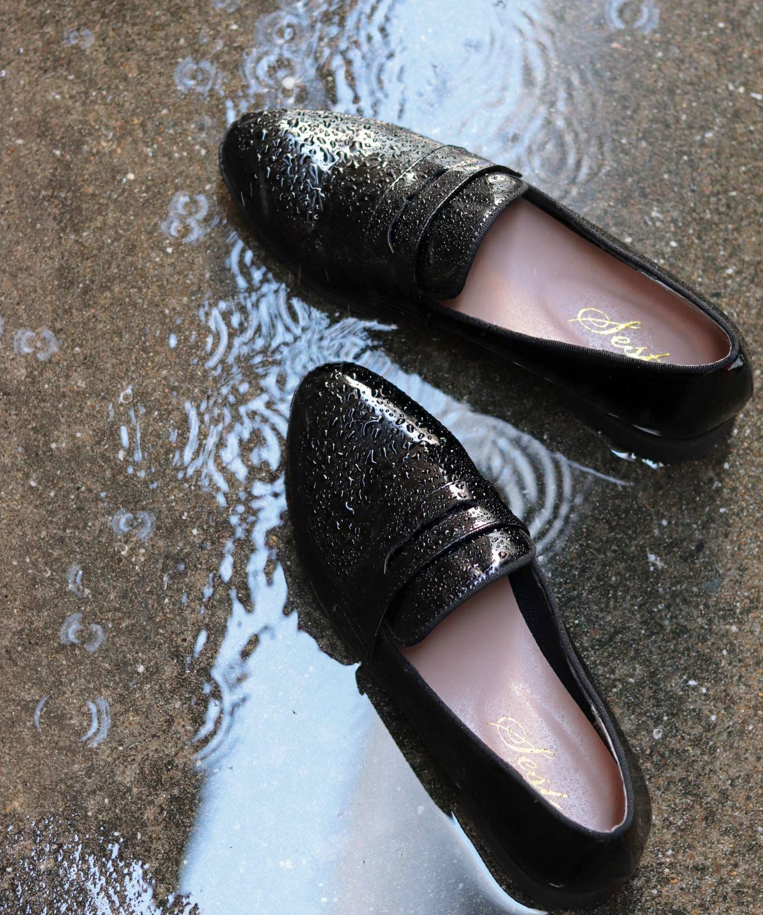 生活防水!晴雨兼用コインローファーパンプス/レインシューズ/レインパンプス 一部4月中旬入荷予定