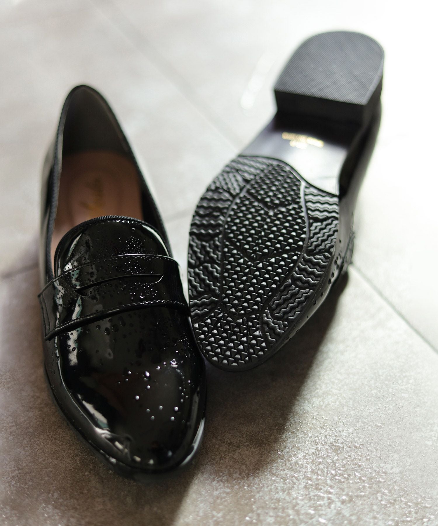 生活防水！晴雨兼用コインローファーパンプス/レインシューズ/レインパンプス 一部4月中旬入荷予定