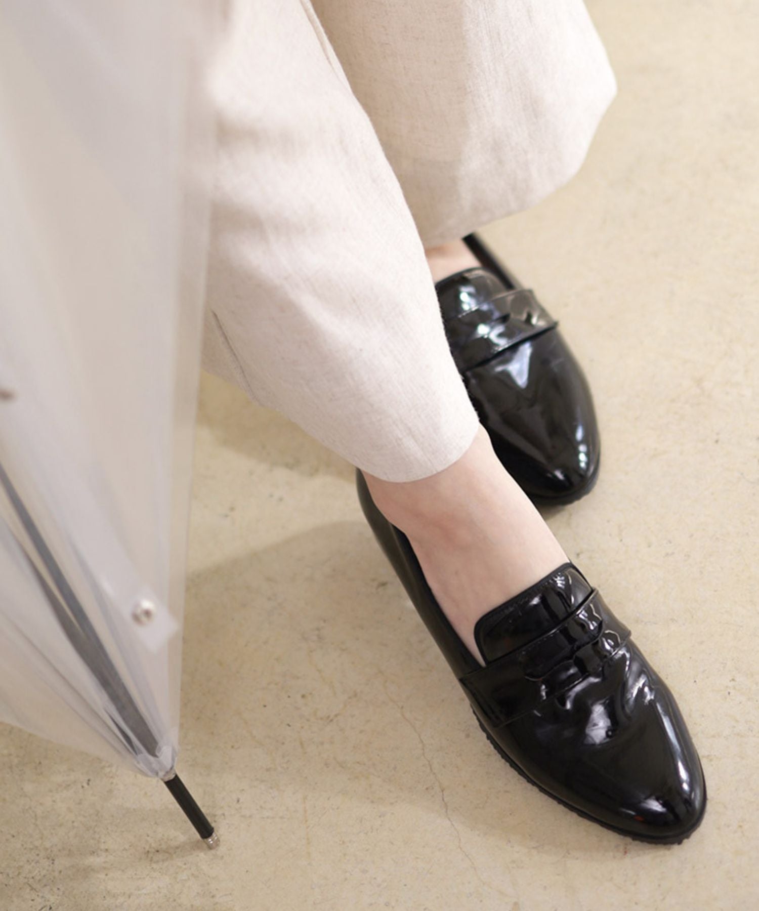 生活防水！晴雨兼用コインローファーパンプス/レインシューズ/レインパンプス