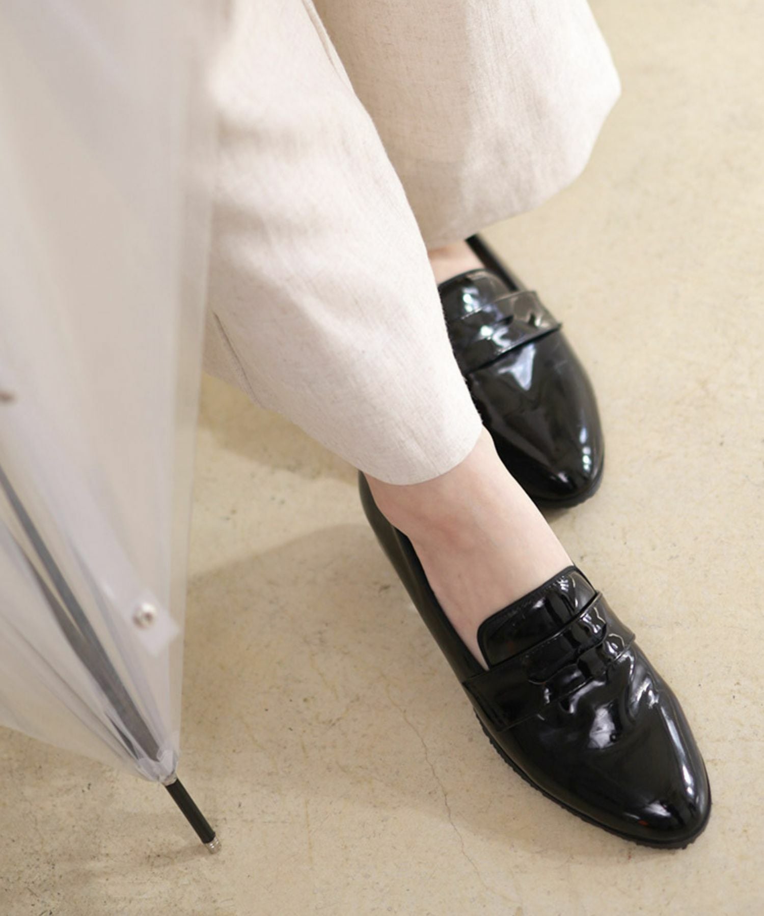 生活防水!晴雨兼用コインローファーパンプス/レインシューズ/レインパンプス 一部4月中旬入荷予定