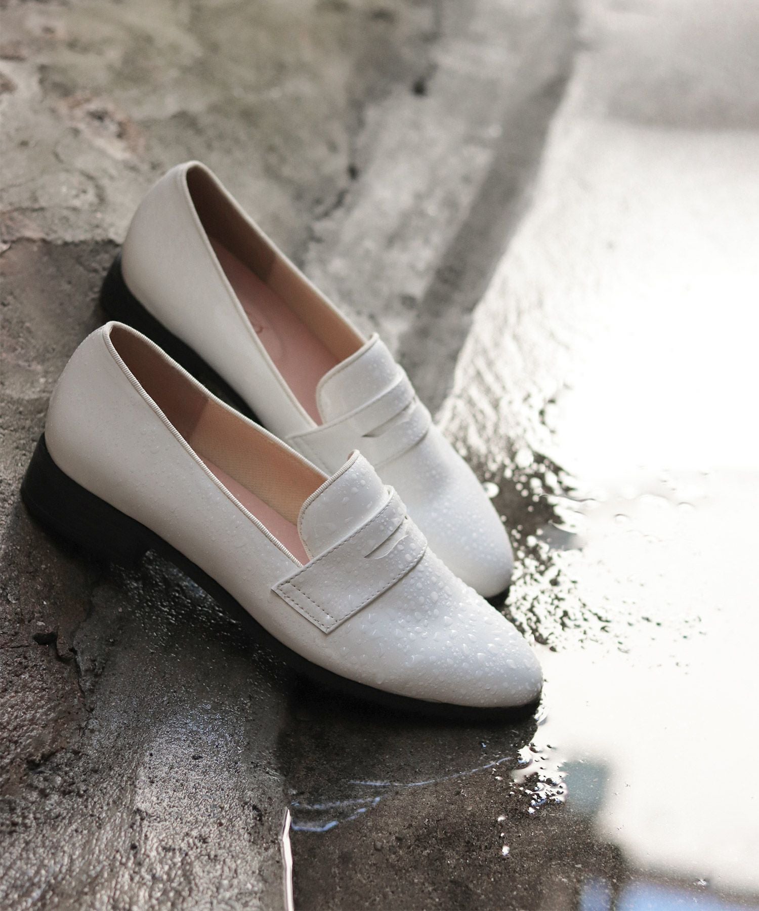 生活防水!晴雨兼用コインローファーパンプス/レインシューズ/レインパンプス 一部4月中旬入荷予定