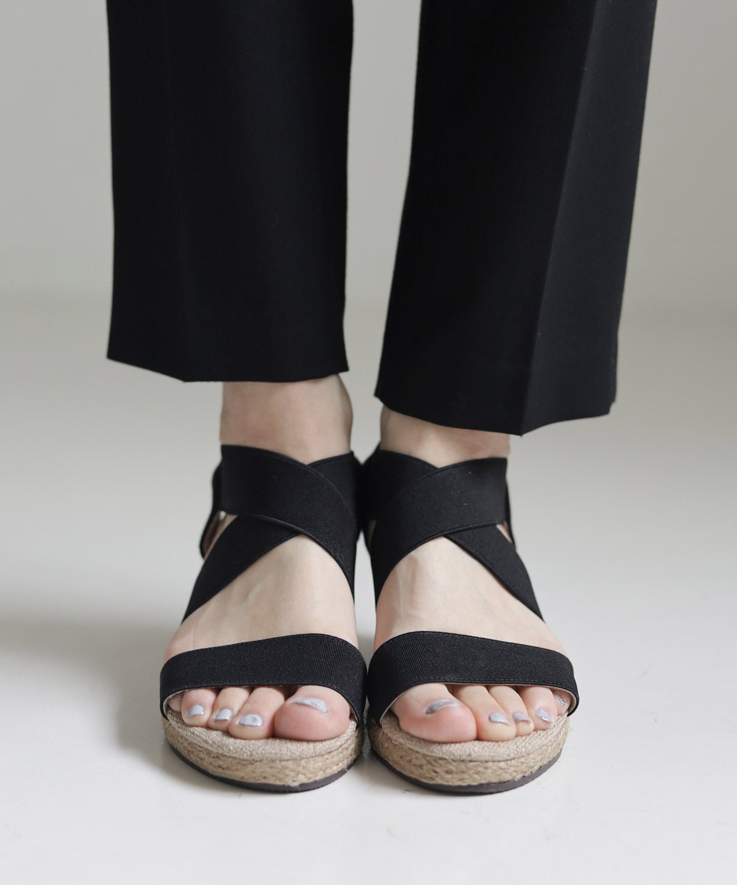 7cmヒールゴムフィットサンダル