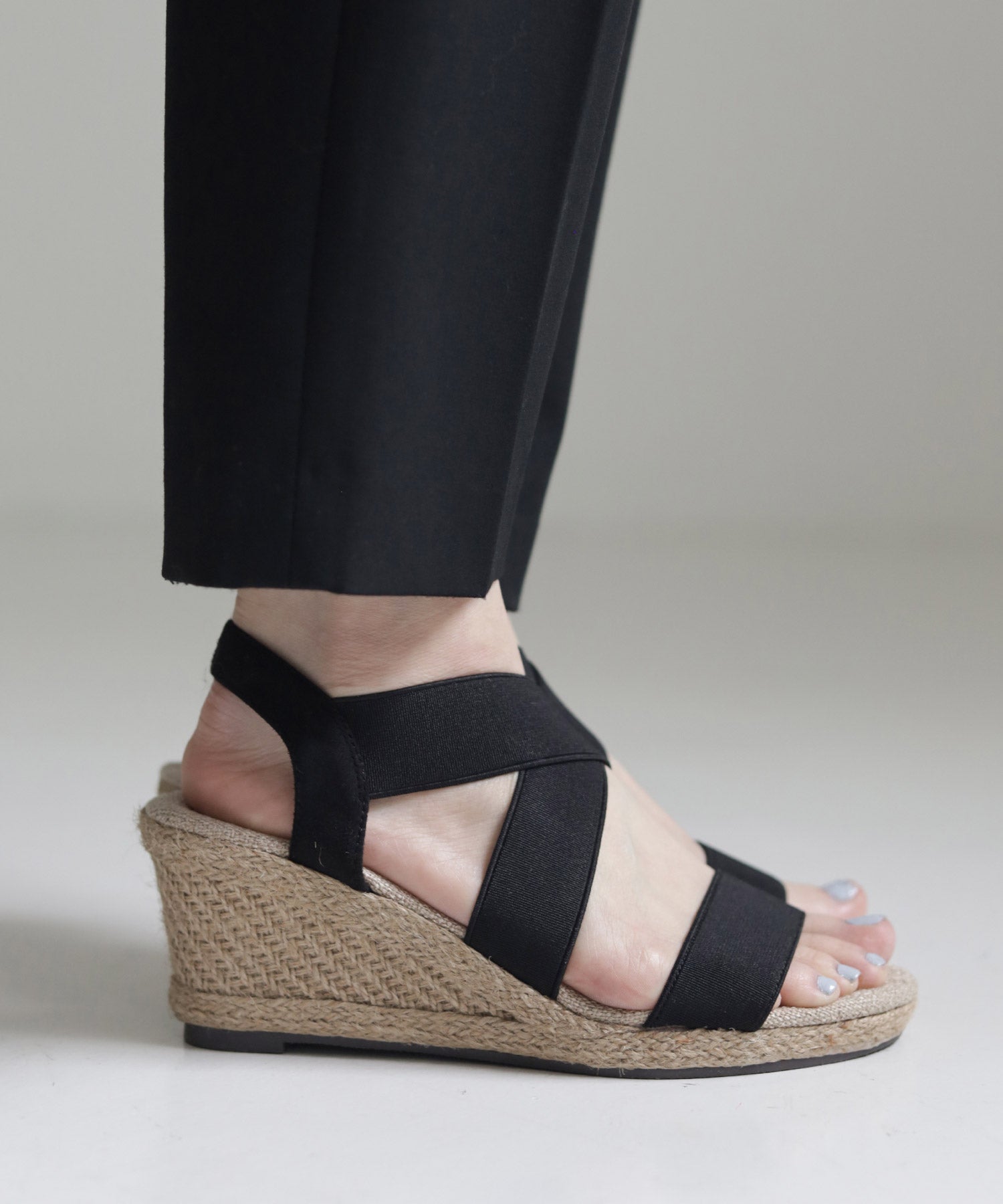 7cmヒールゴムフィットサンダル