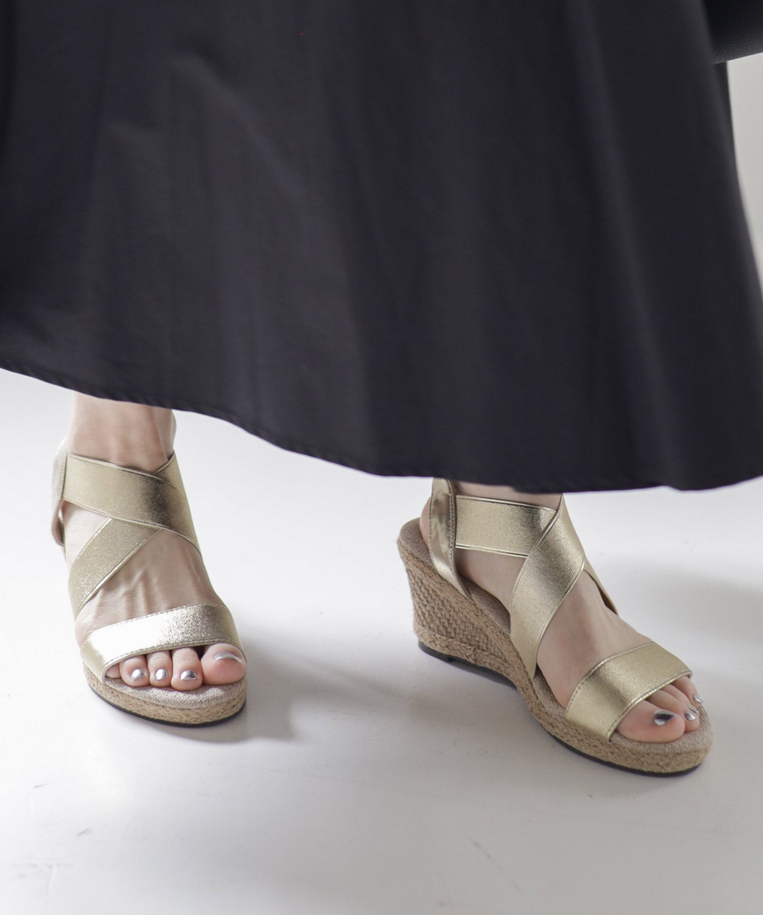 7cmヒールゴムフィットサンダル 一部3月下旬入荷予定