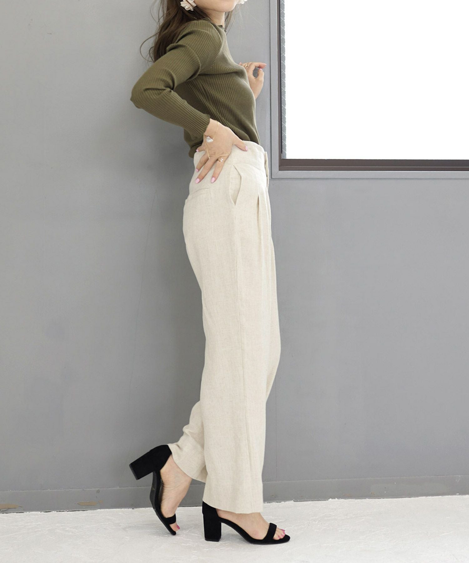 6.5cmチャンキーヒールのワンストラップサンダル/ふわふわクッション