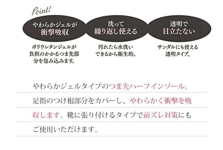 インソール 中敷 中敷き レディース パンプス サンダル ミュール つま先 つまさき 衝撃吸収 ジェル マシュマロジェル【返品・交換不可】【4セットまでゆうパケット可】