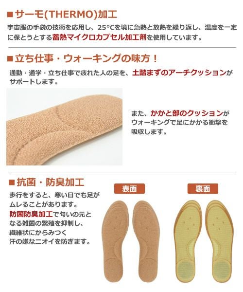 男性用 寒い季節に!保温タイプのインソール【返品・交換不可】【2セットまでゆうパケット可】