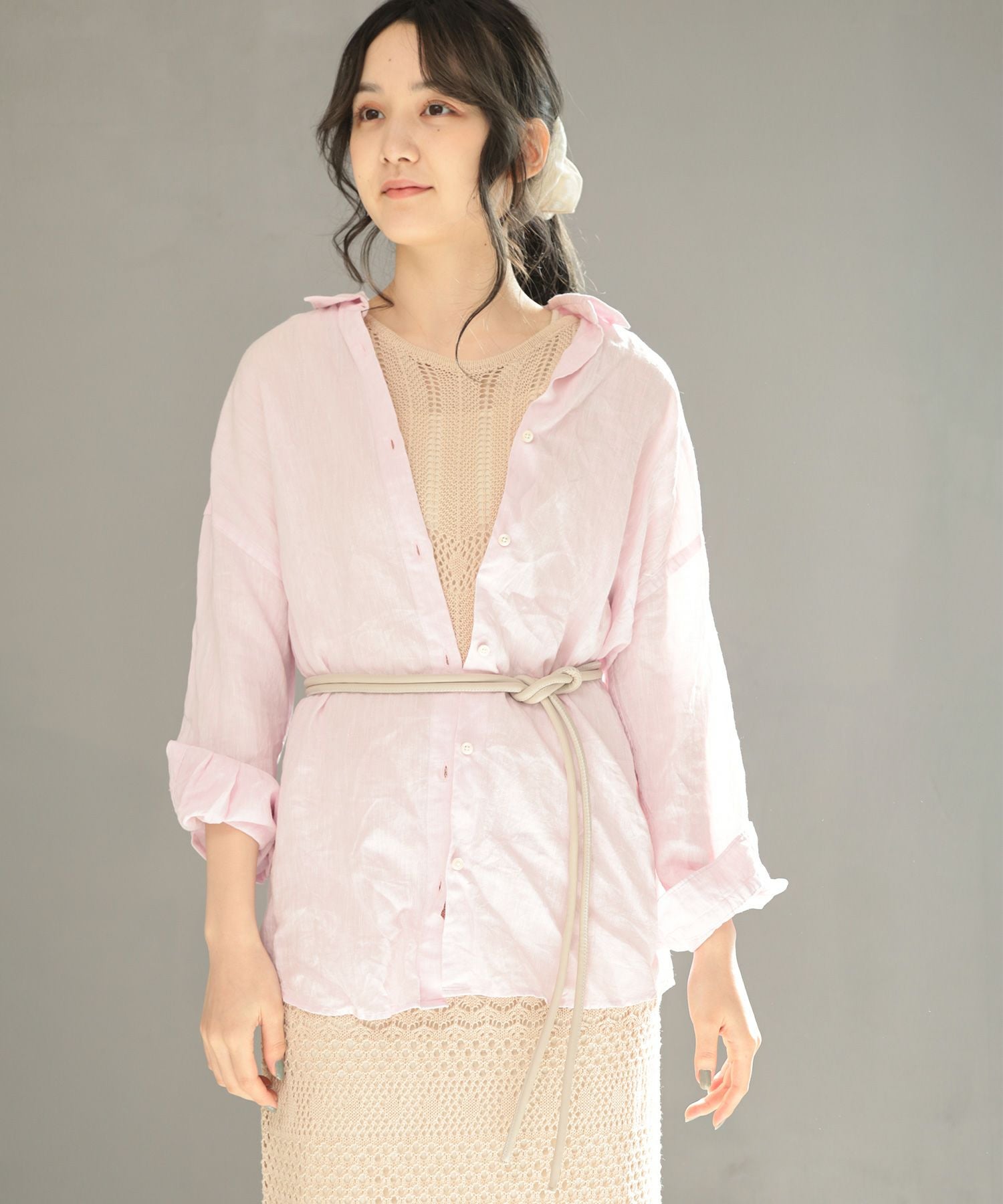 レザー調丸紐のロープノットベルト【3点までゆうパケット可】