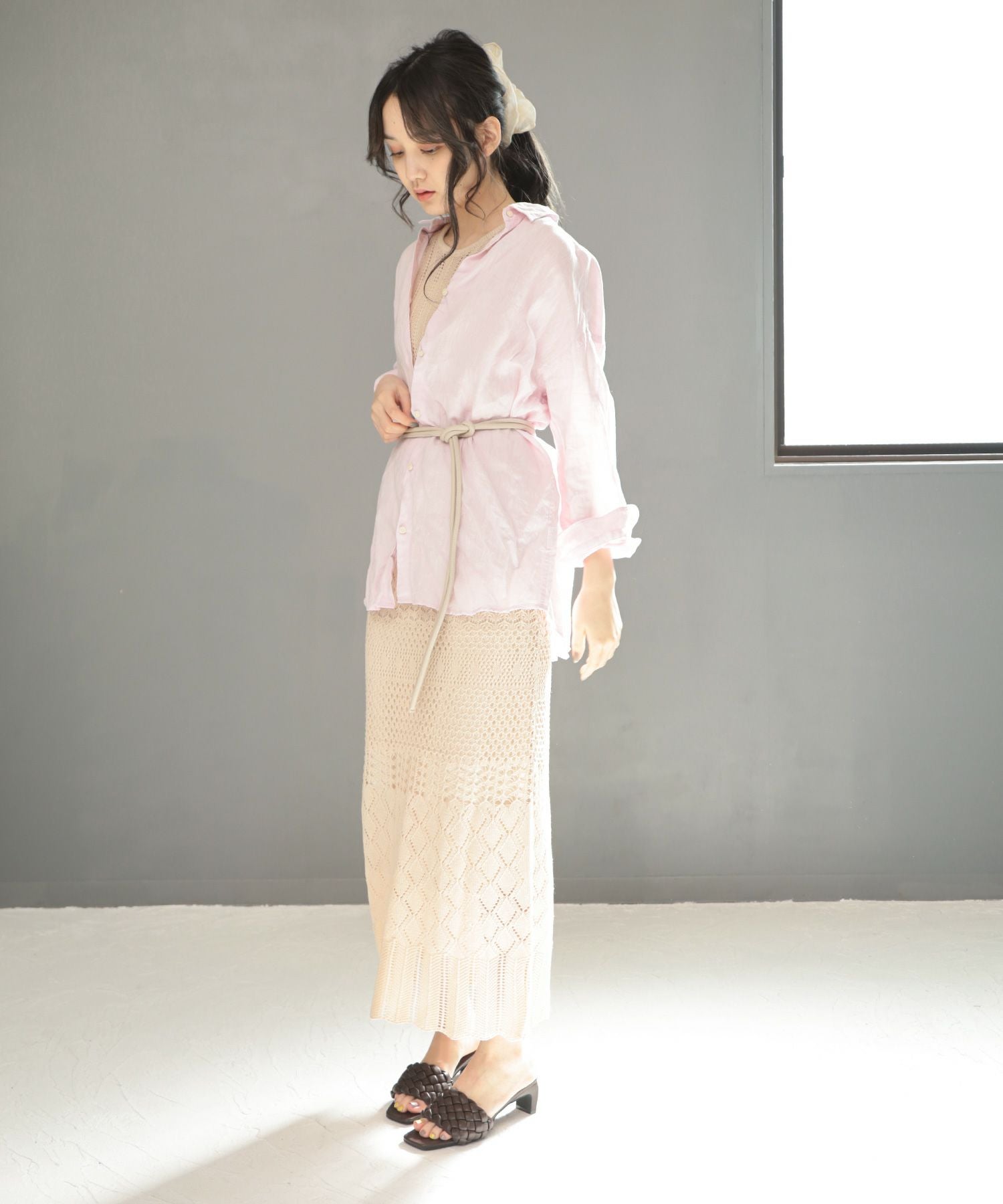 レザー調丸紐のロープノットベルト【3点までゆうパケット可】