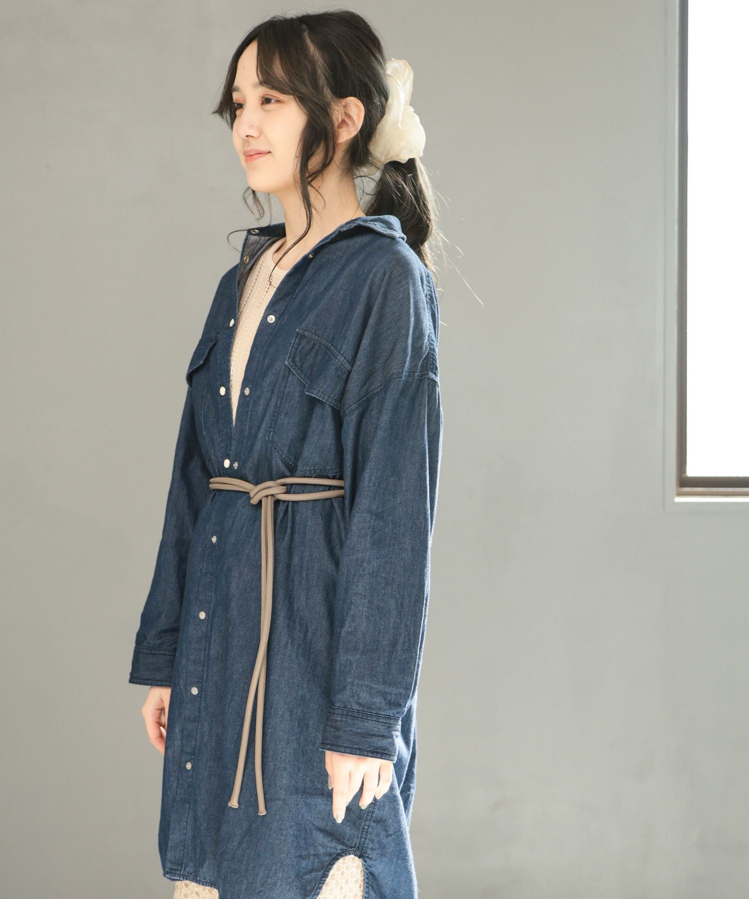 レザー調丸紐のロープノットベルト【3点までゆうパケット可】