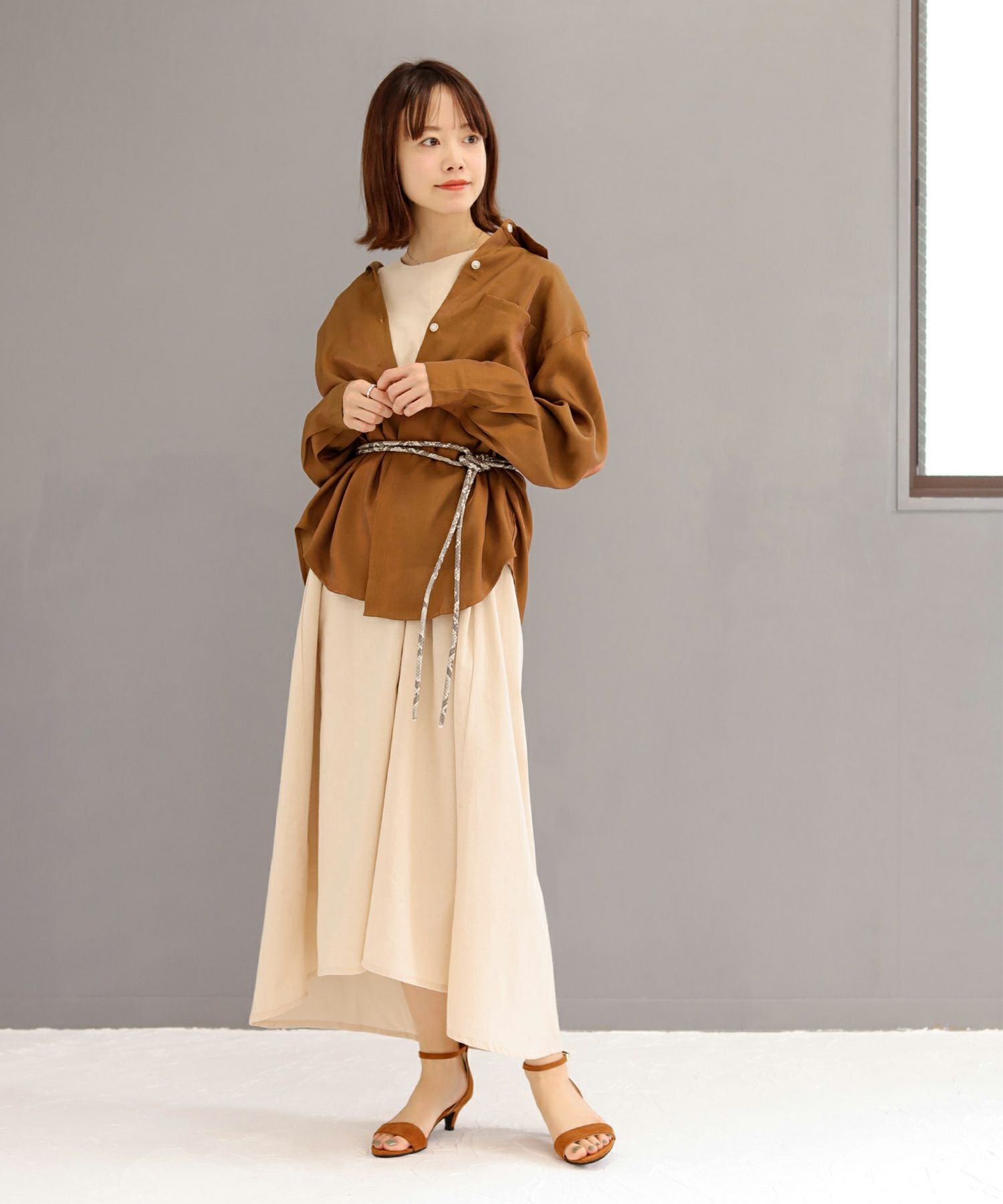 レザー調丸紐のロープノットベルト【3点までゆうパケット可】