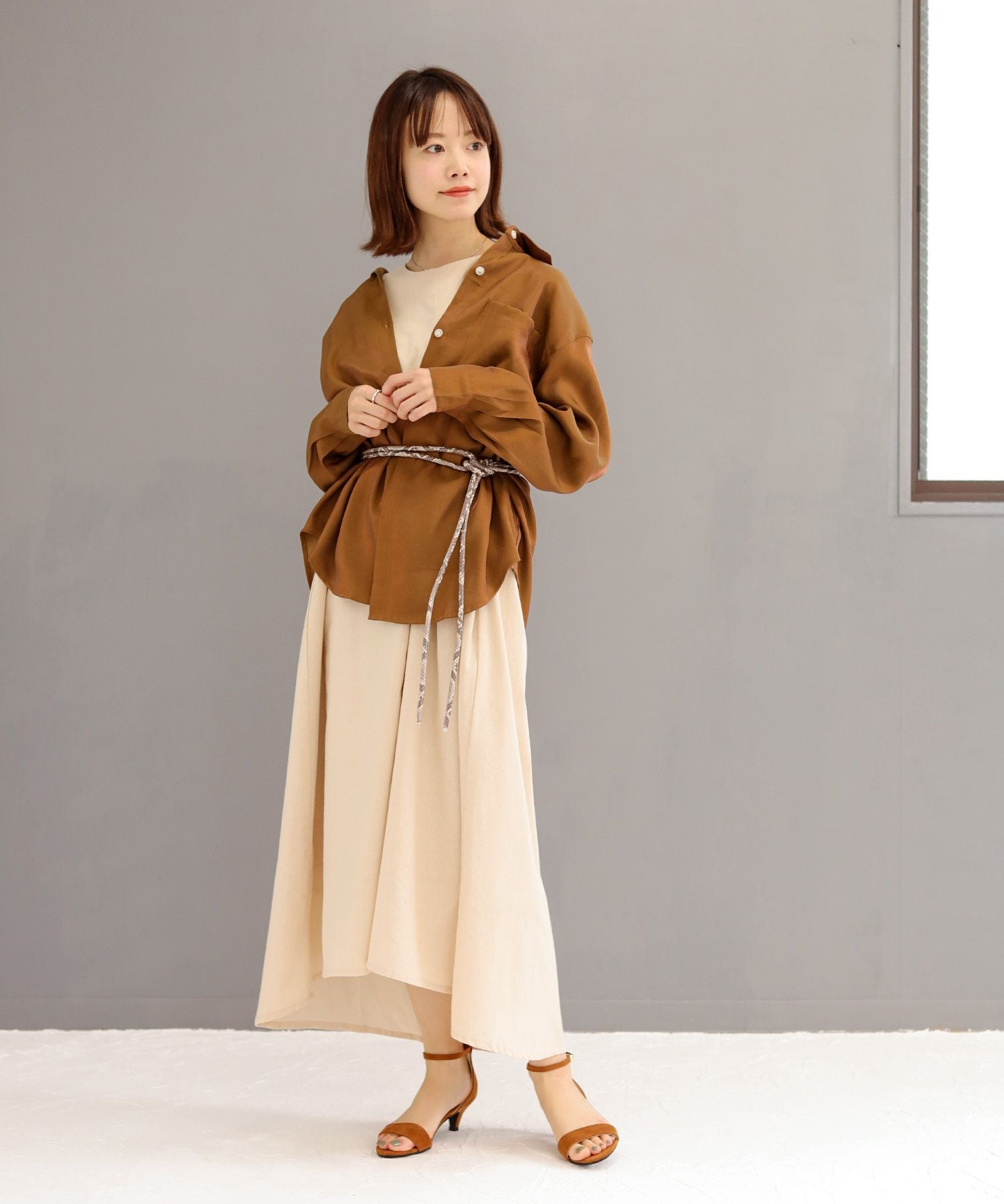 レザー調丸紐のロープノットベルト【3点までゆうパケット可】