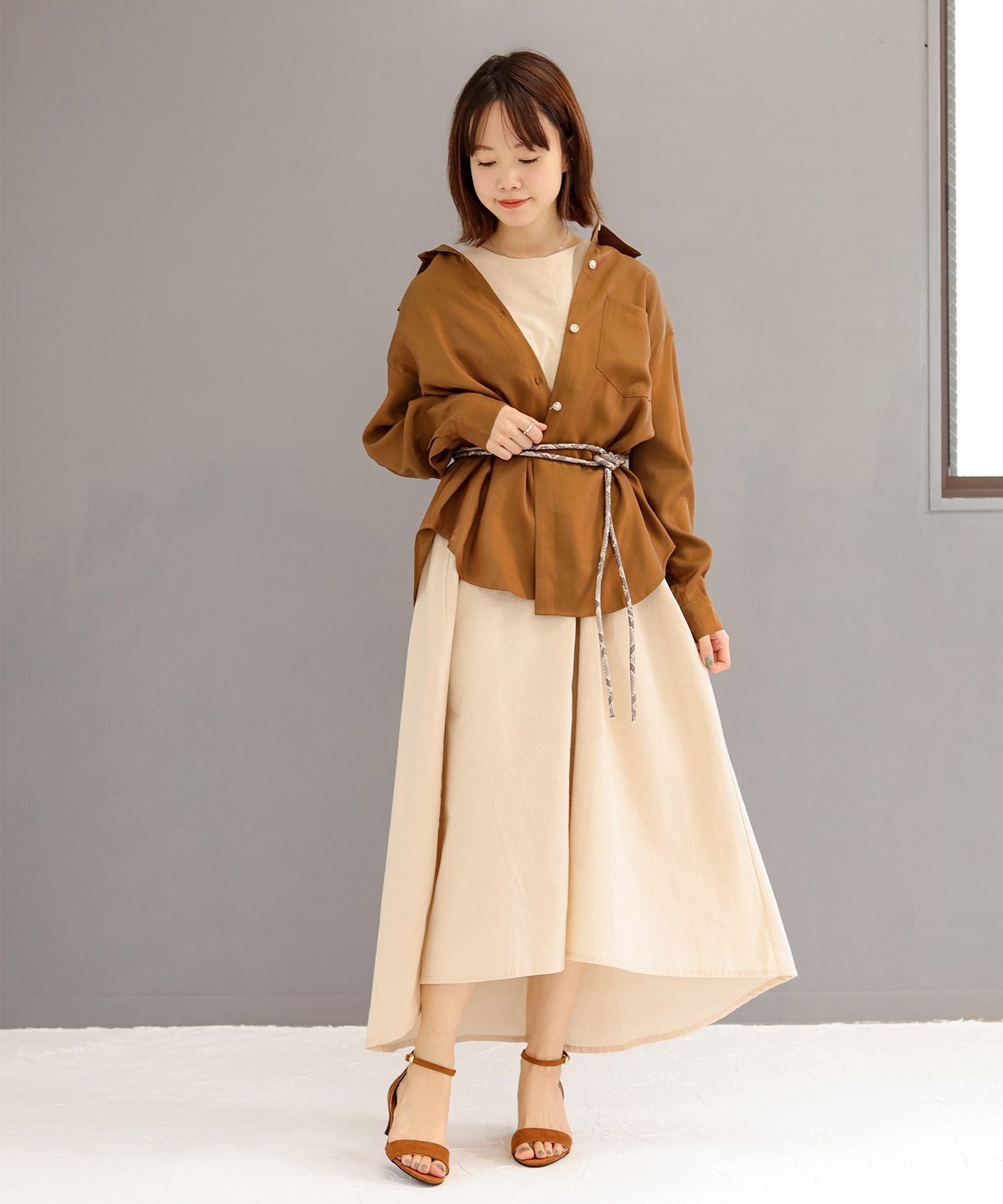 レザー調丸紐のロープノットベルト【3点までゆうパケット可】