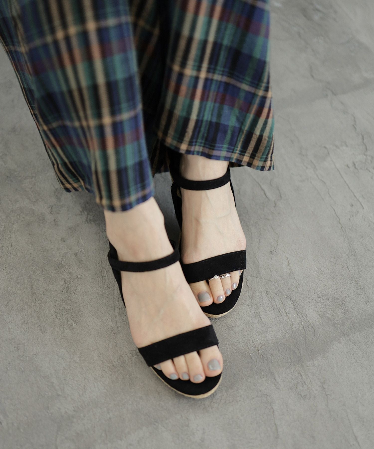 ローヒールウエッジソールサンダル/リラックスサンダル