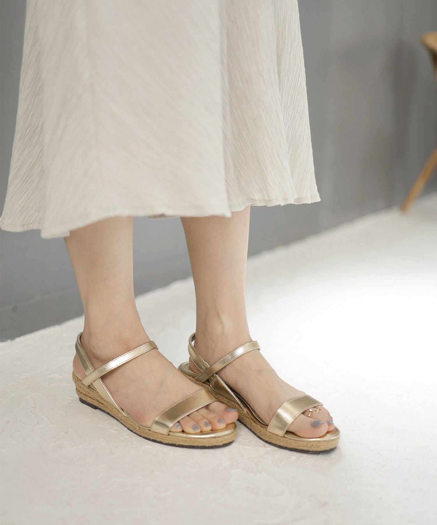 ローヒールウエッジソールサンダル/リラックスサンダル