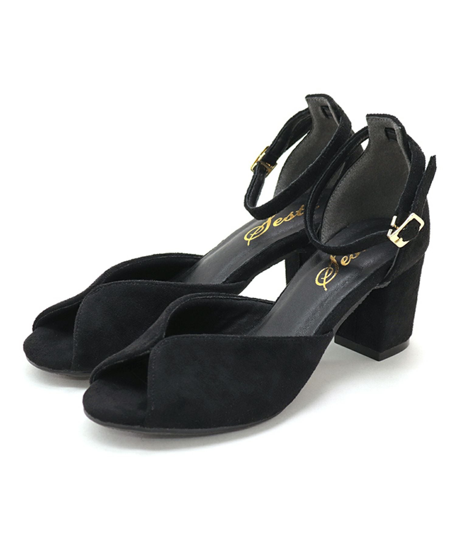 バタフライデザインの6.5cmチャンキーヒールストラップサンダル 一部3月末頃入荷予定