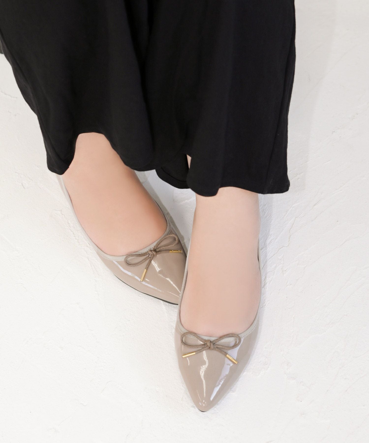 【3E幅広・大きいサイズ】【晴雨兼用】ポインテッドトゥバレエパンプス ▲返品交換不可
