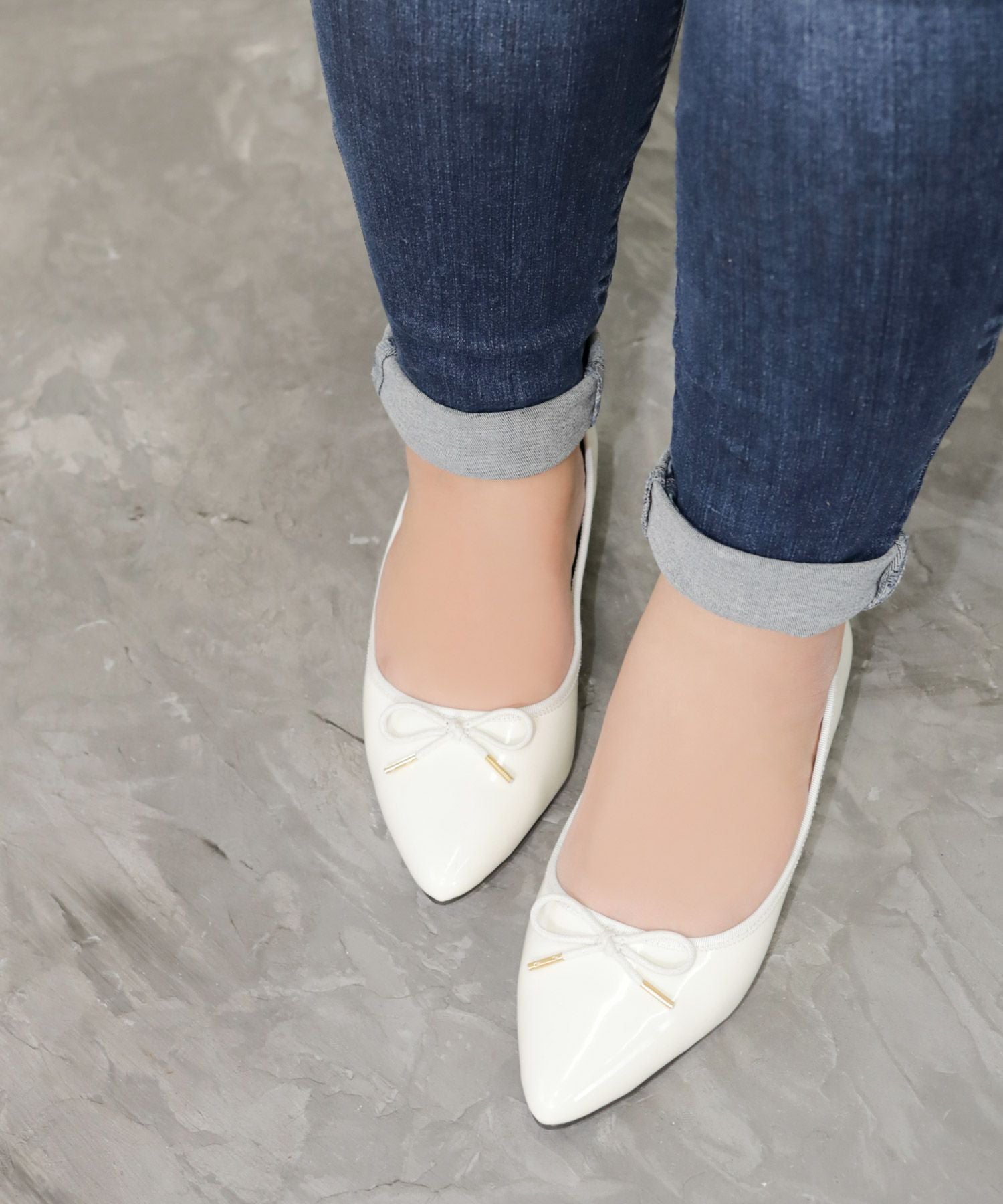 【3E幅広・大きいサイズ】【晴雨兼用】ポインテッドトゥバレエパンプス ▲返品交換不可