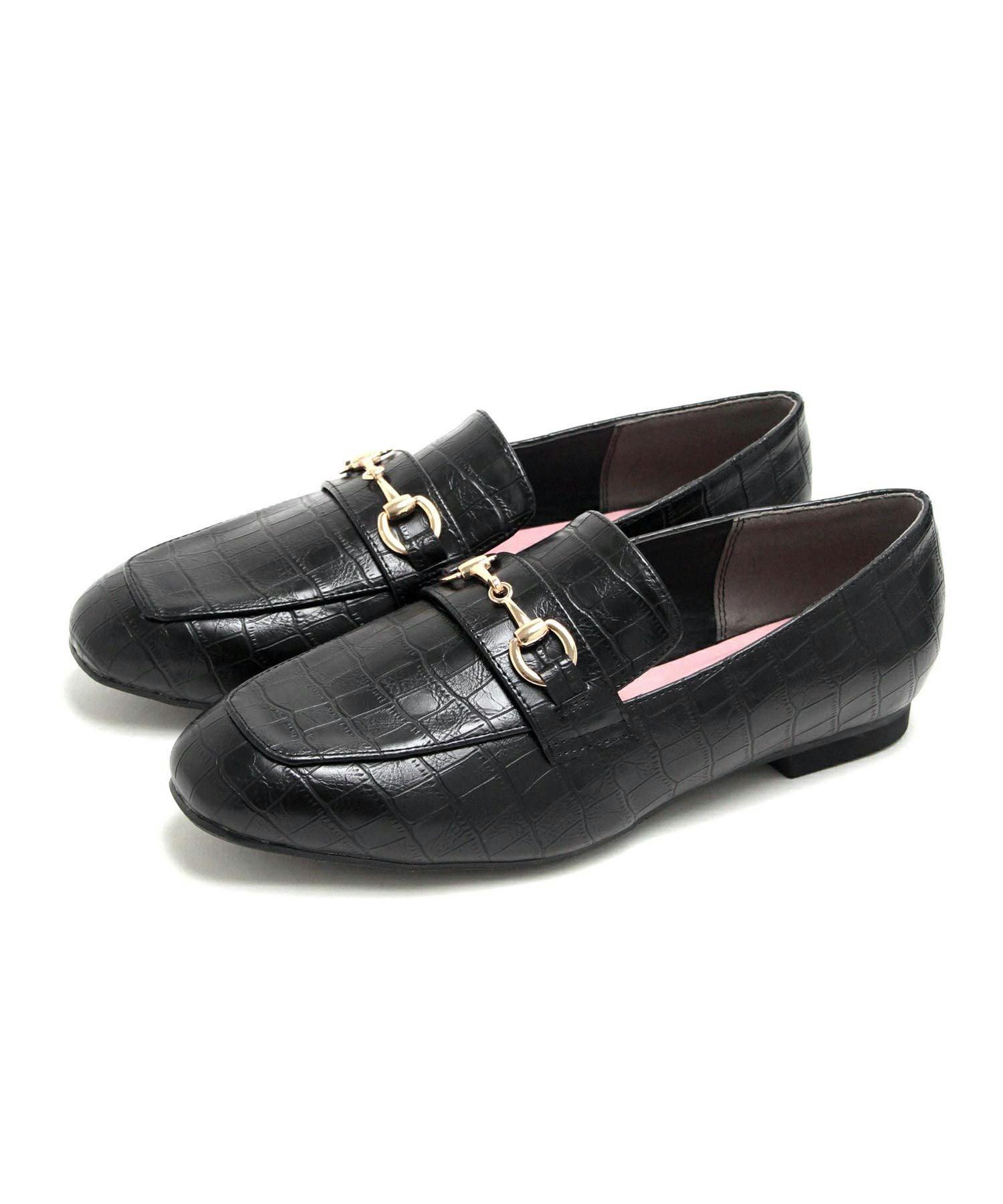 【4E幅広・大きいサイズ】スクエアトゥビット付きローファー ▲返品不可