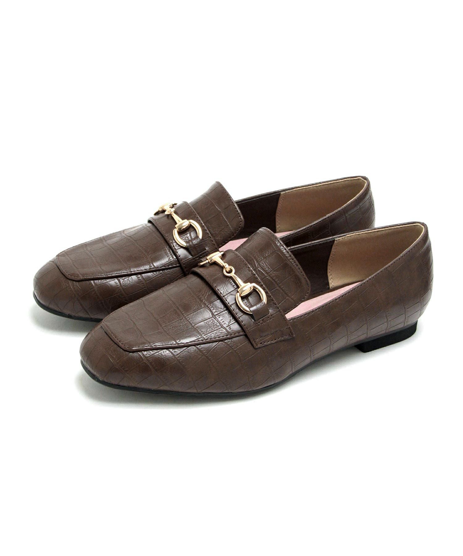 【4Ｅ幅広・大きいサイズ】スクエアトゥビット付きローファー ▲返品不可