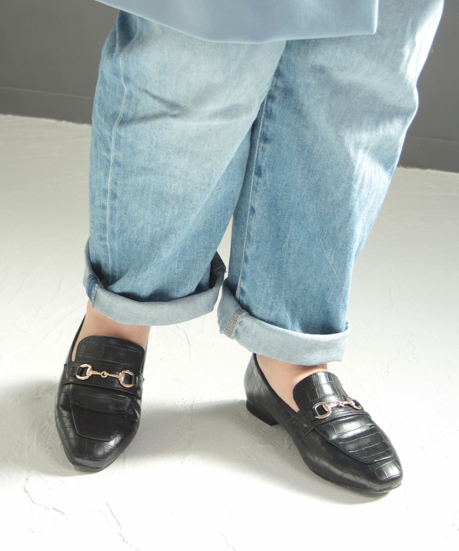 【4Ｅ幅広・大きいサイズ】スクエアトゥビット付きローファー ▲返品不可