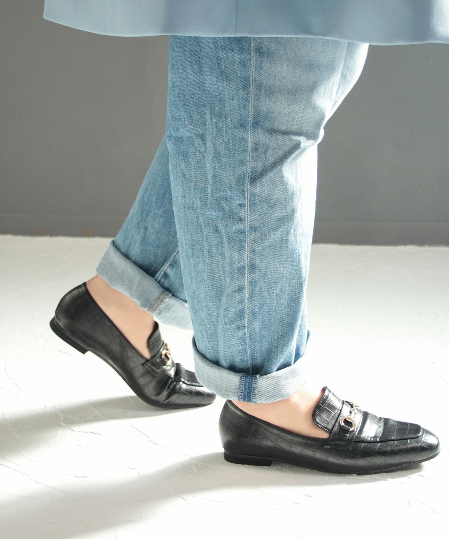 【4Ｅ幅広・大きいサイズ】スクエアトゥビット付きローファー ▲返品不可