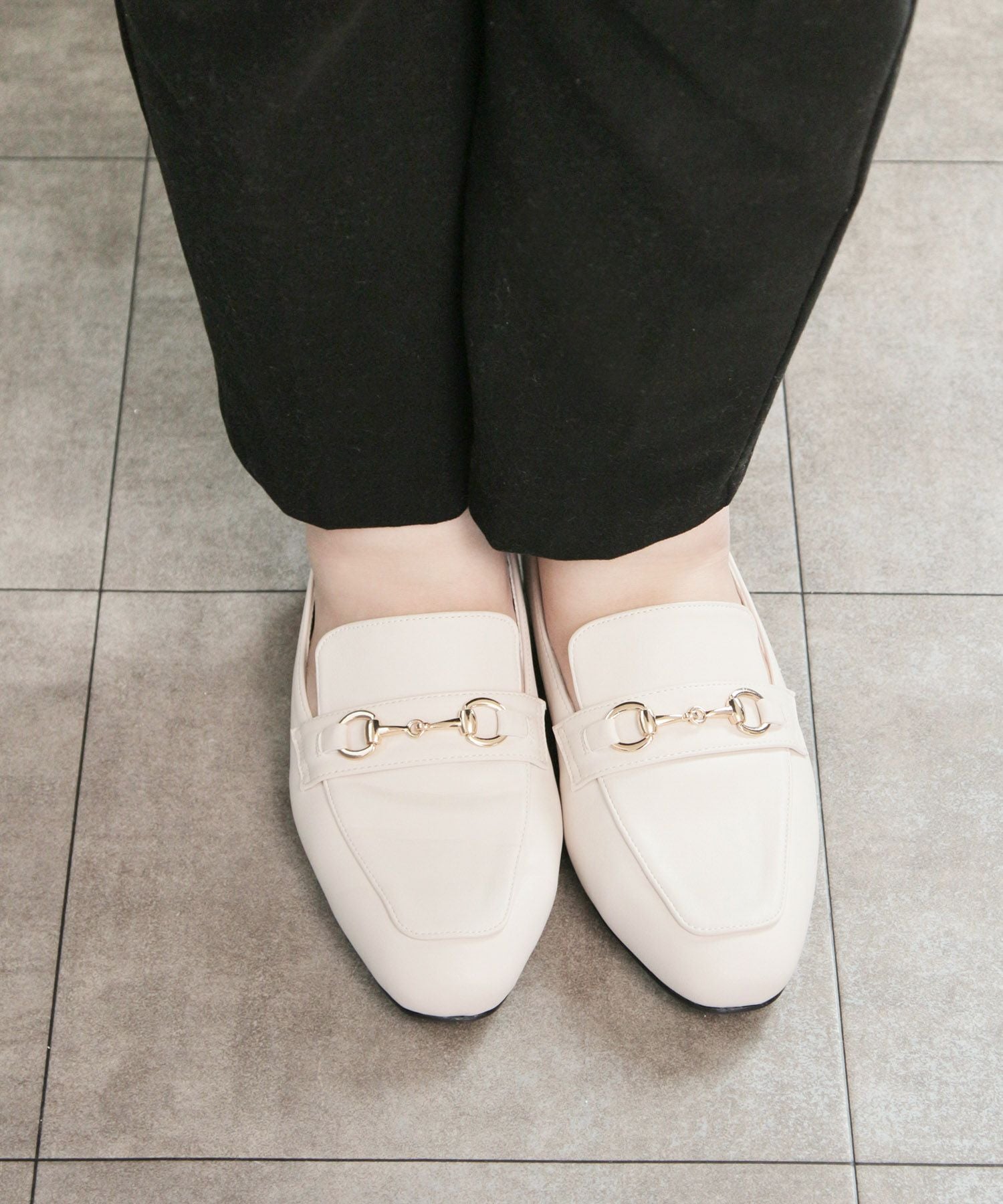 【4E幅広・大きいサイズ】スクエアトゥビット付きローファー ▲返品不可