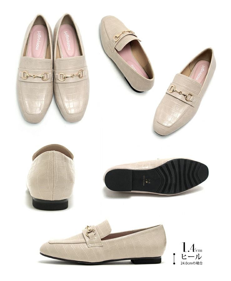 【4Ｅ幅広・大きいサイズ】スクエアトゥビット付きローファー ▲返品不可