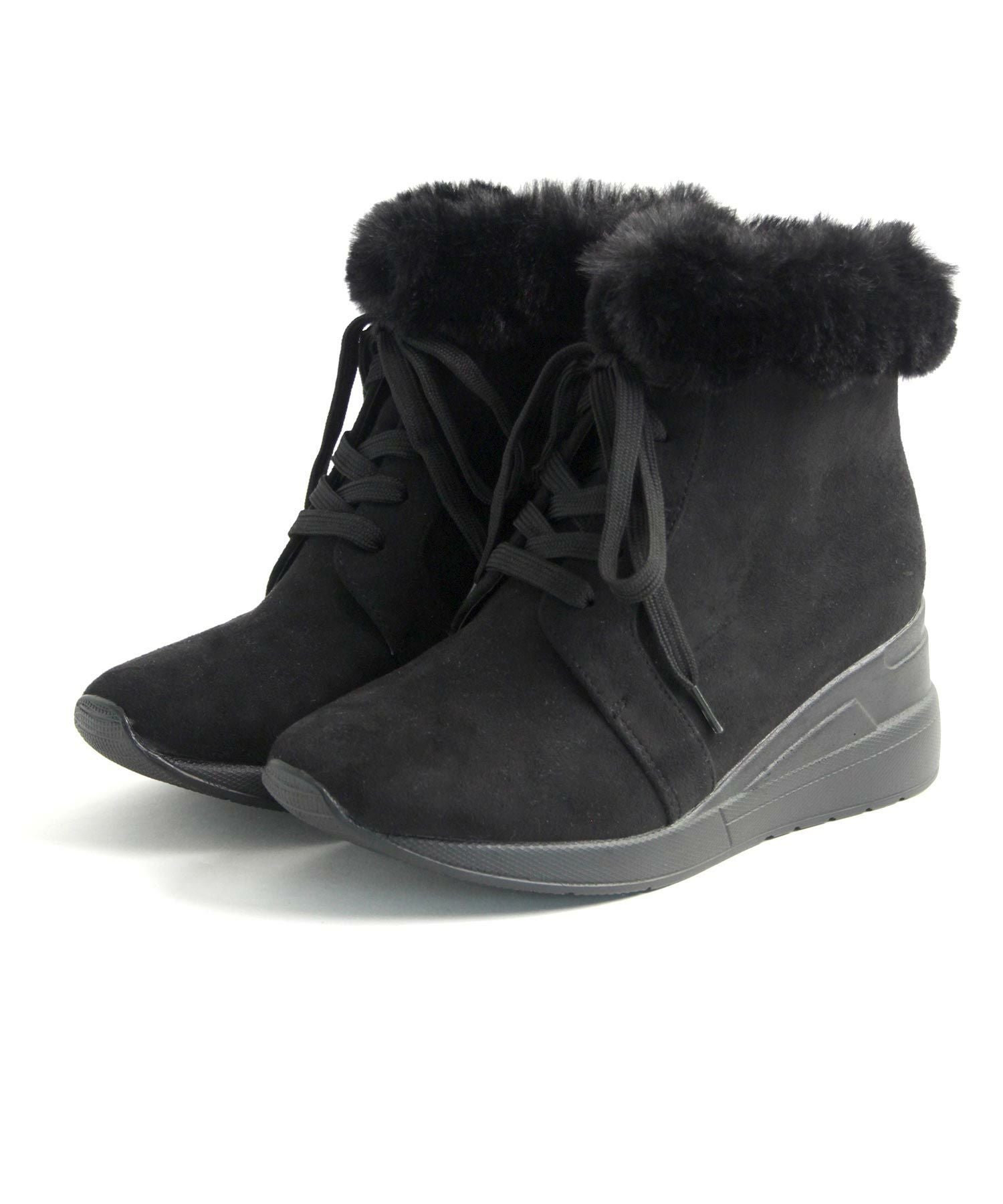 エコファー付きレースアップスニーカーブーツ ▲返品不可