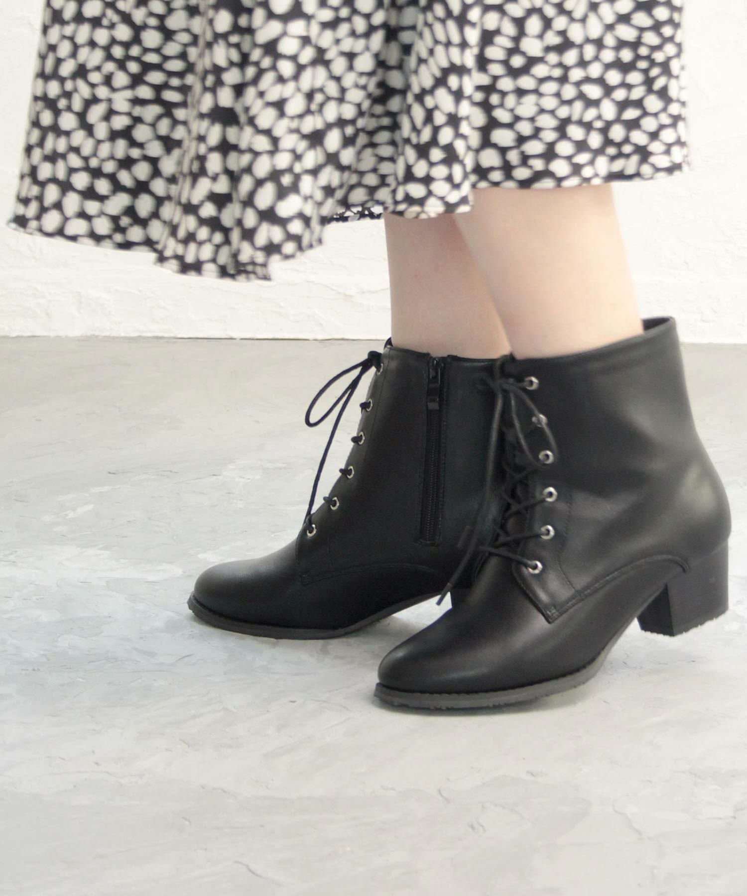 【3Ｅ幅広・大きいサイズ】シンプルレースアップブーツ▲返品交換不可
