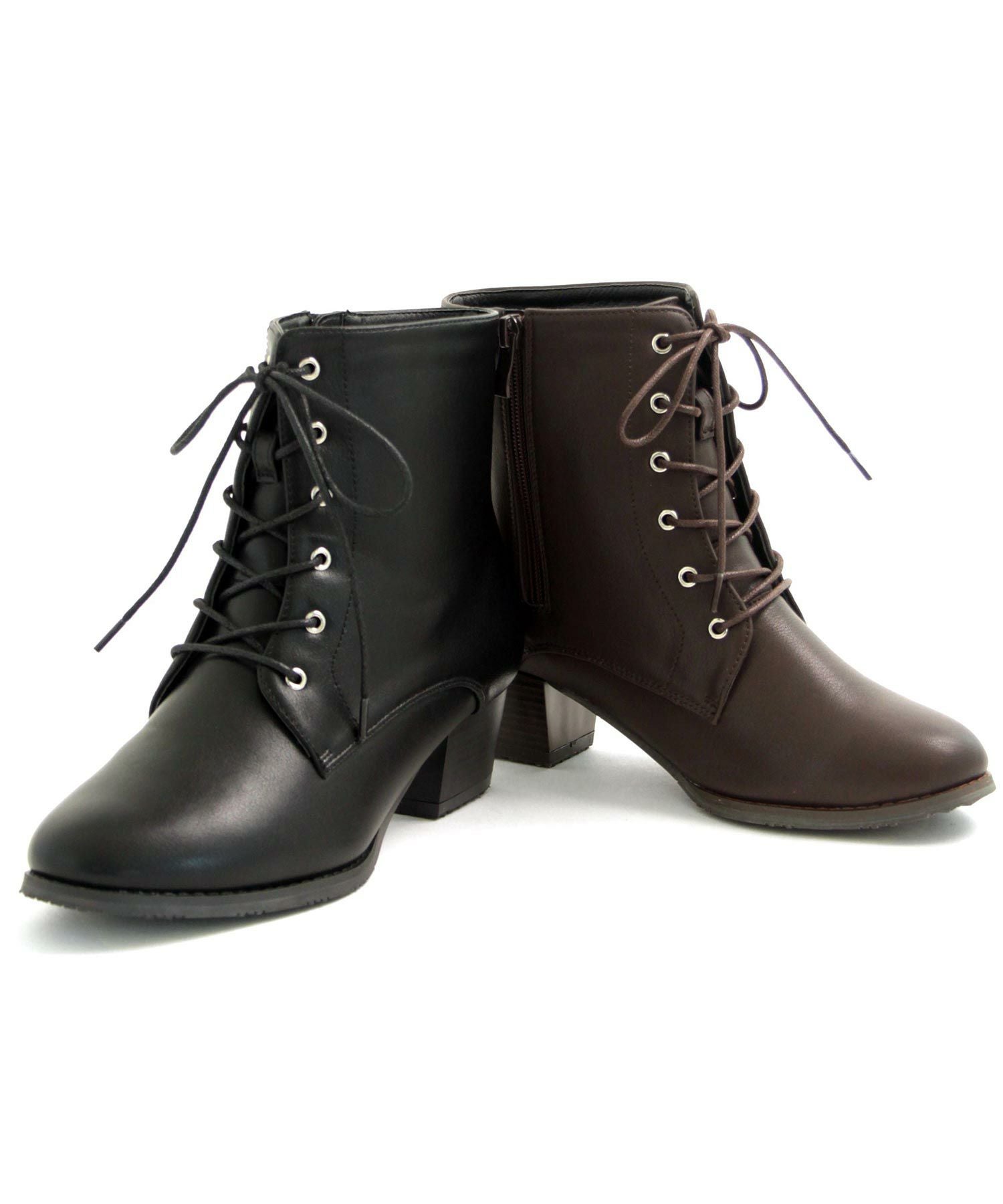 【3Ｅ幅広・大きいサイズ】シンプルレースアップブーツ▲返品交換不可