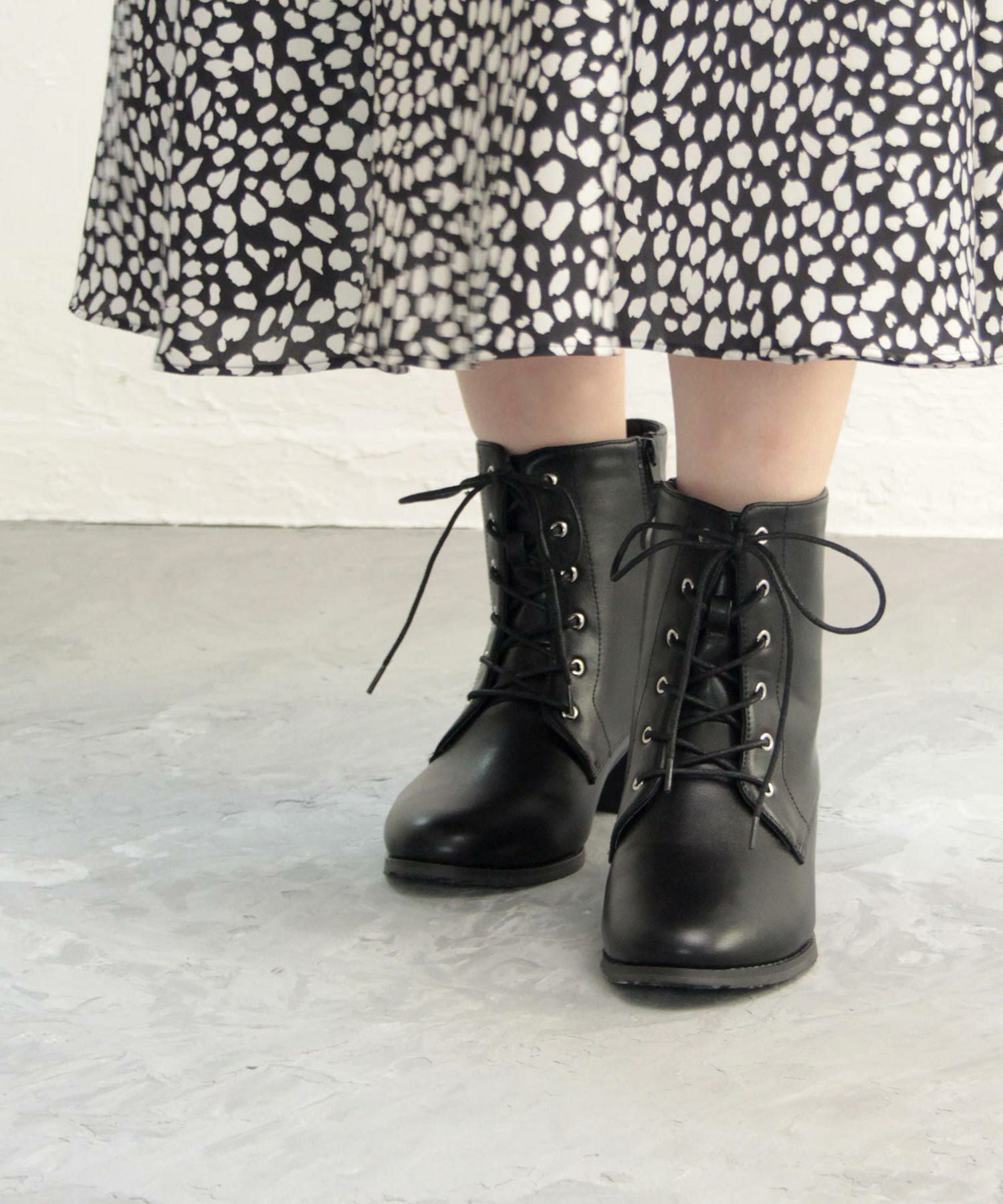 【3E幅広・大きいサイズ】シンプルレースアップブーツ▲返品交換不可