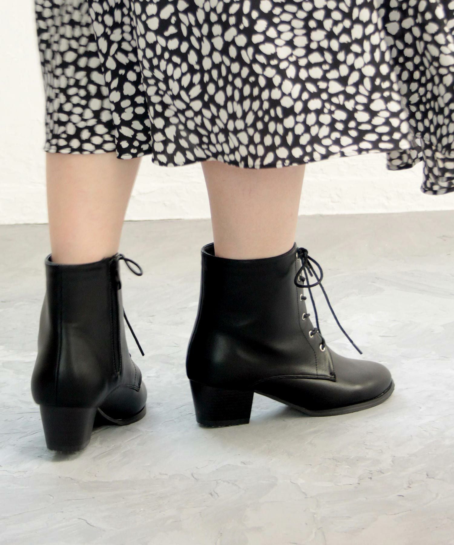 【3E幅広・大きいサイズ】シンプルレースアップブーツ▲返品交換不可