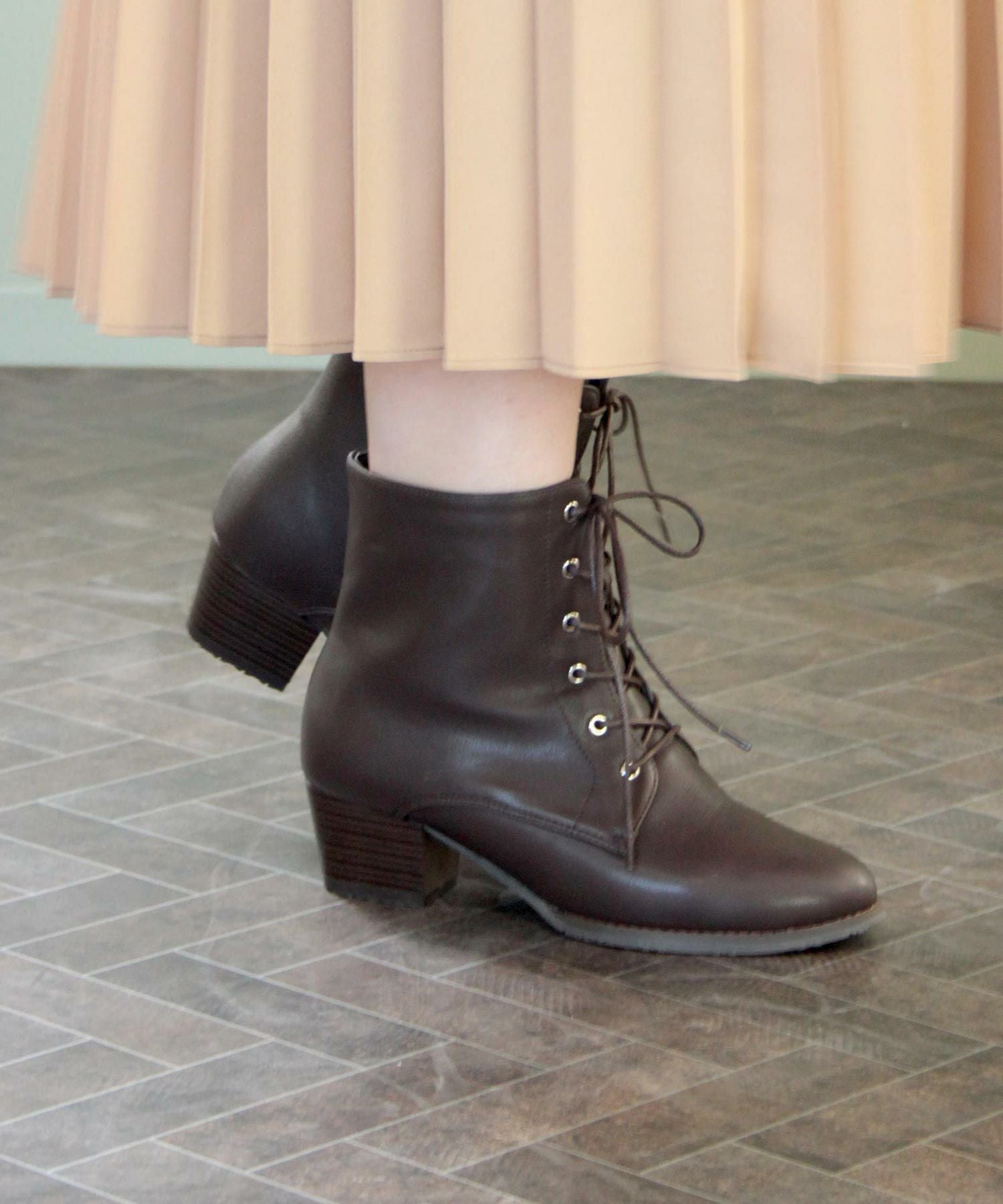 【3E幅広・大きいサイズ】シンプルレースアップブーツ▲返品交換不可