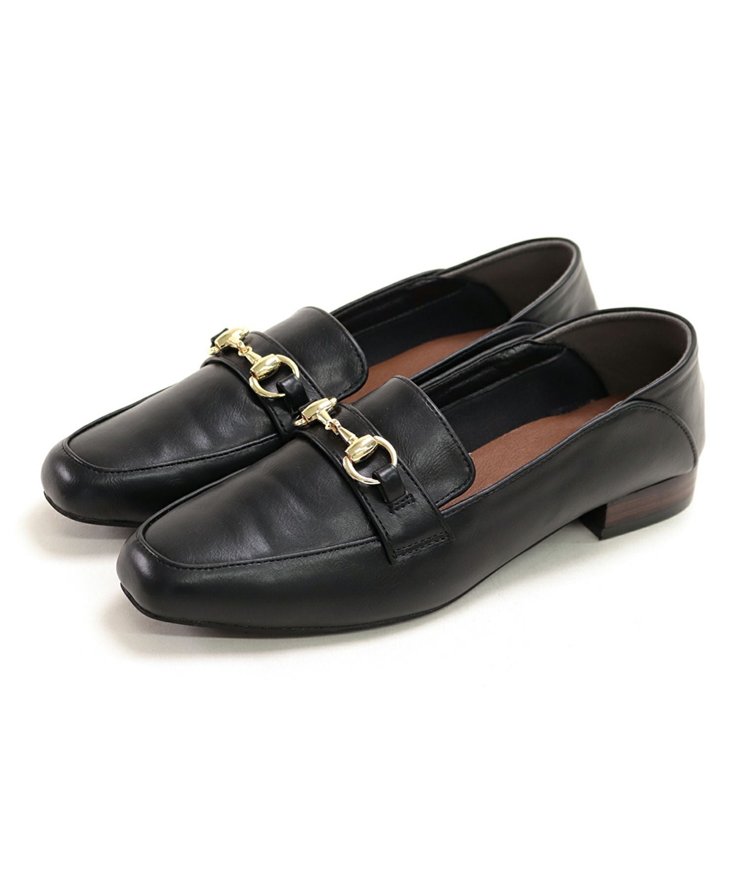 かかとが踏めてバブーシュにもなる！ウッドヒールのスクエアトゥトラッドローファーパンプス 一部2月中旬入荷予定