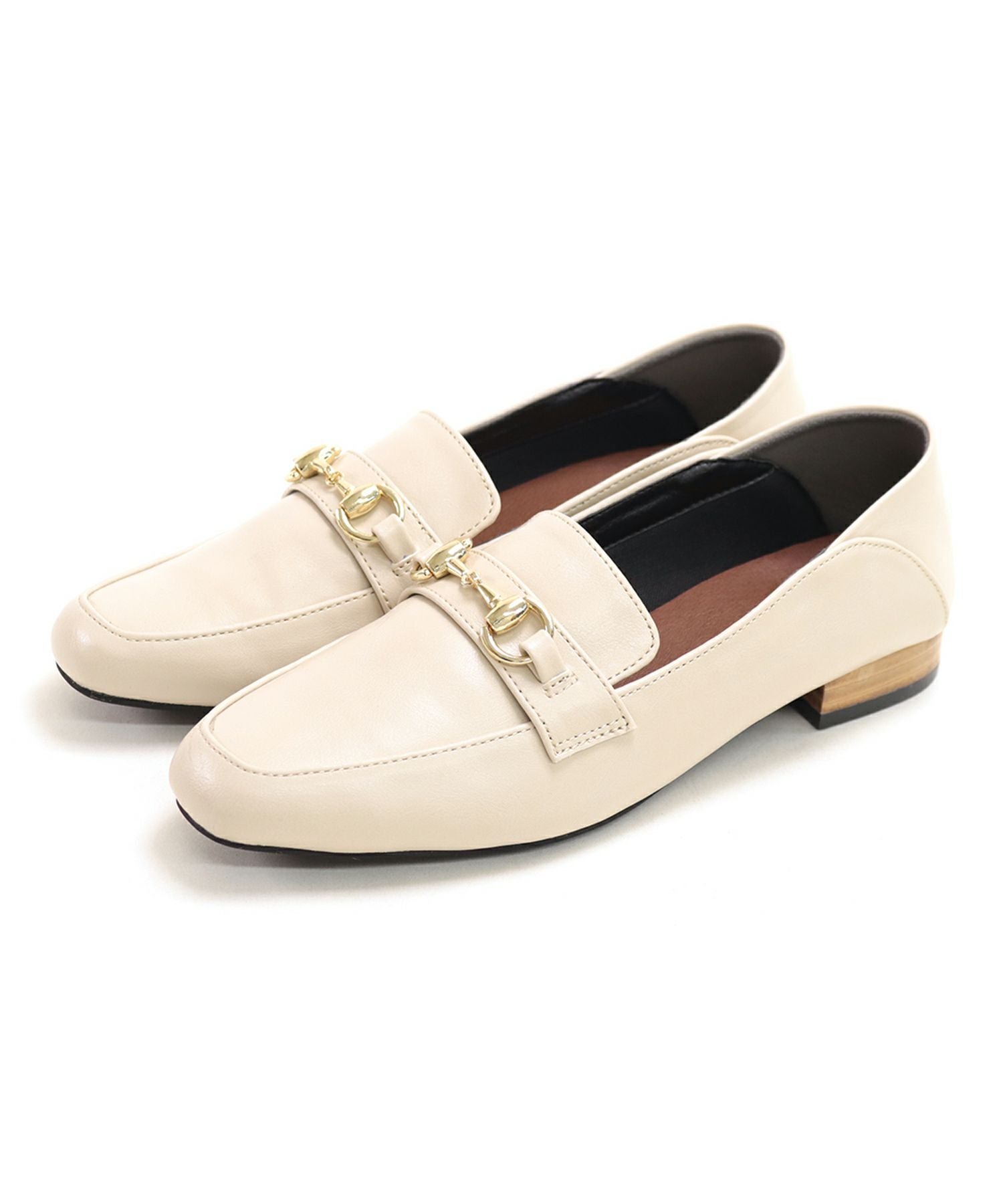 かかとが踏めてバブーシュにもなる！ウッドヒールのスクエアトゥトラッドローファーパンプス 一部2月中旬入荷予定